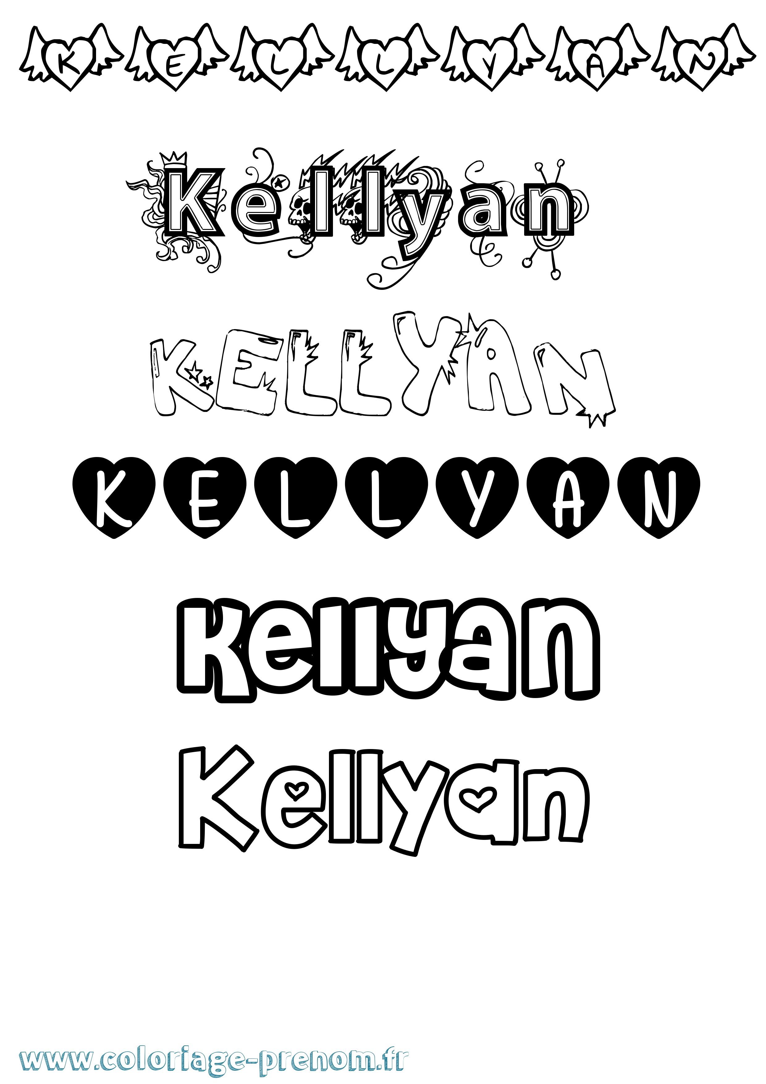 Coloriage Kellyan Girly Coloriage prénom Kellyan Girly