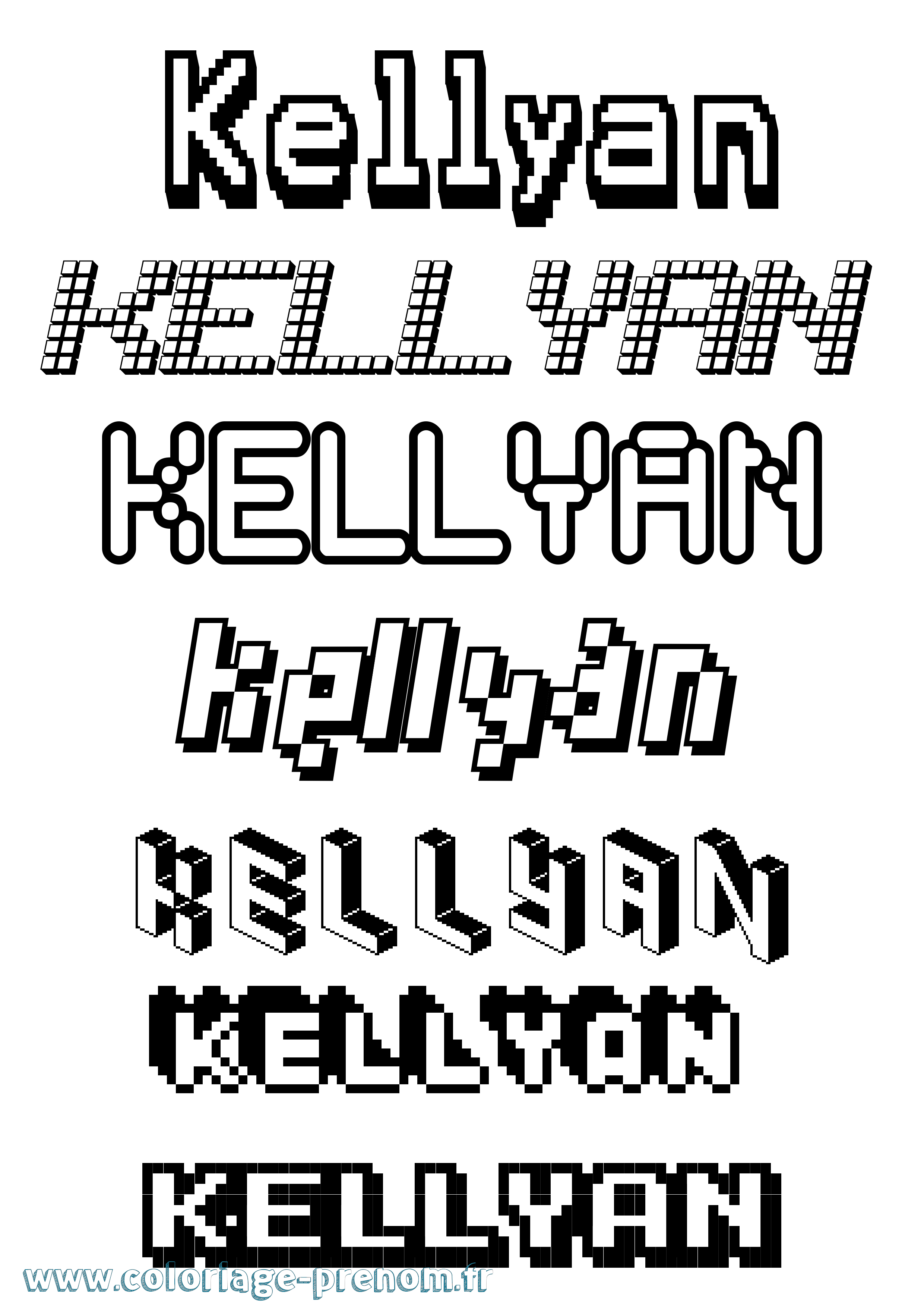 Coloriage Kellyan Pixel Coloriage prénom Kellyan Pixel