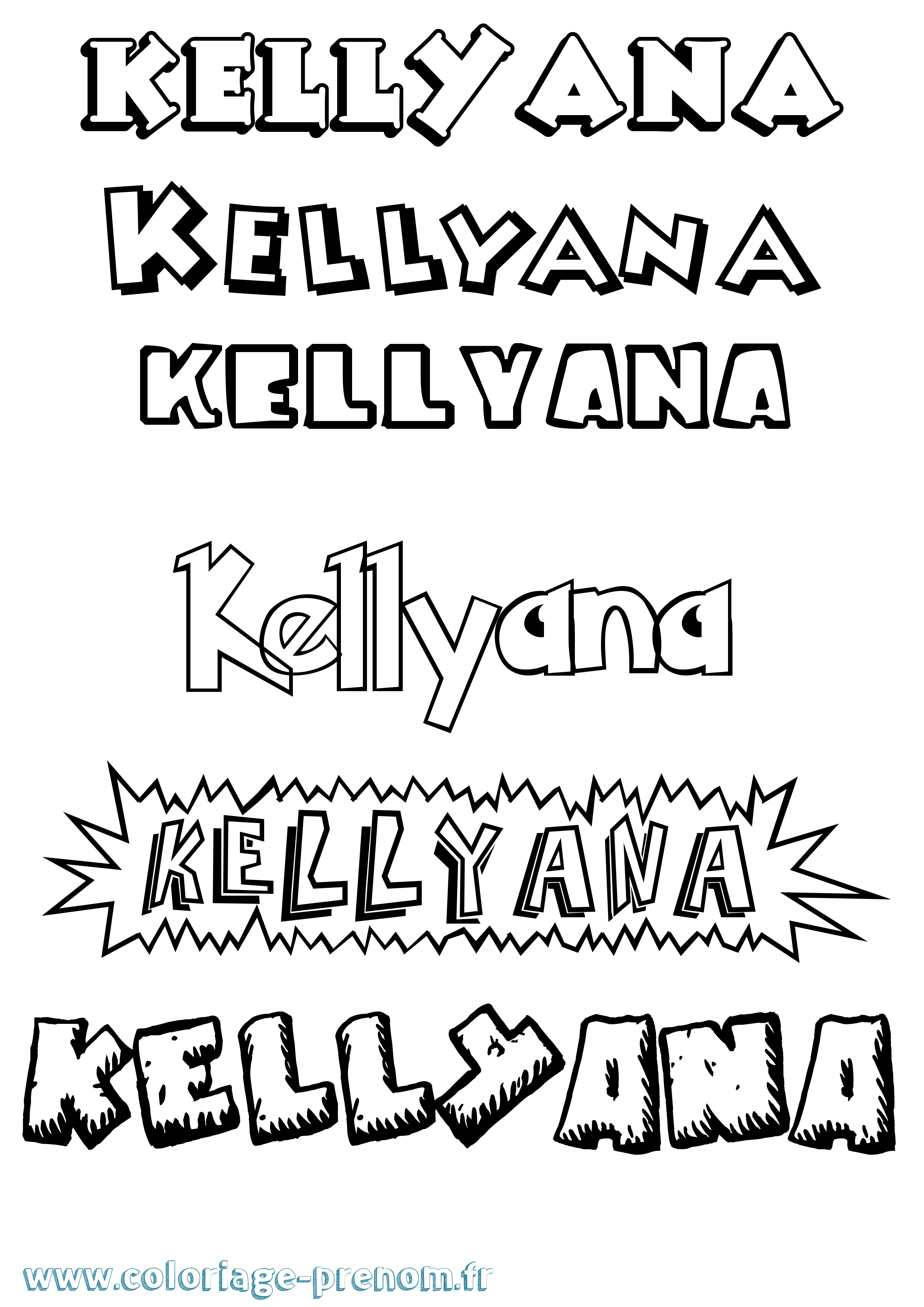 Coloriage Kellyana Dessin Animé Coloriage prénom Kellyana Dessin Animé