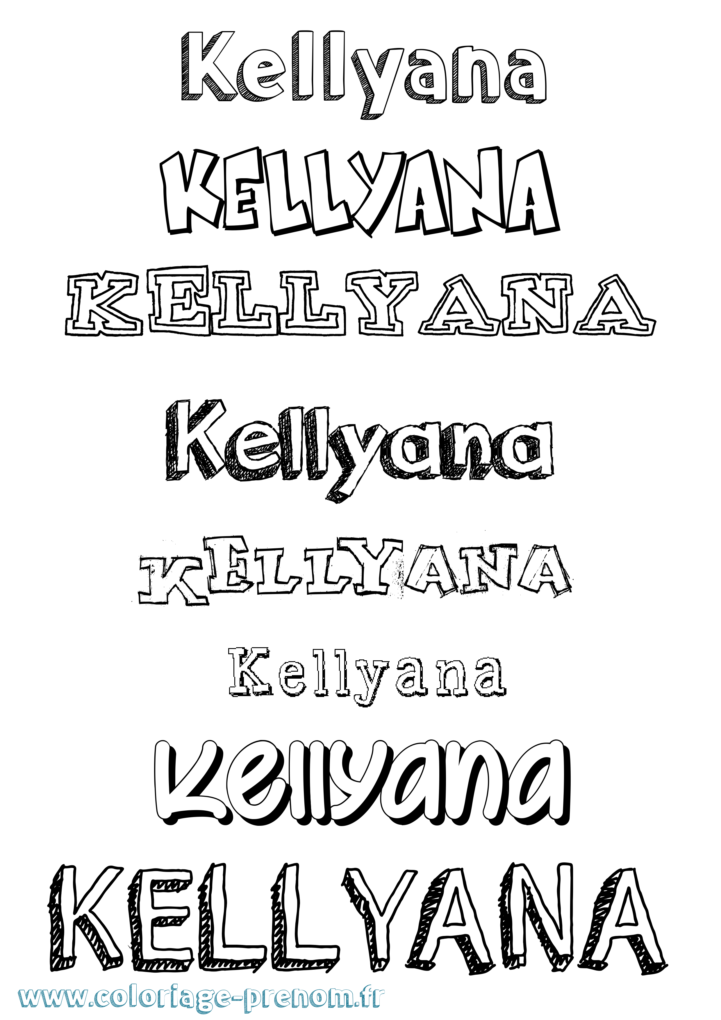 Coloriage Kellyana Dessiné Coloriage prénom Kellyana Dessiné