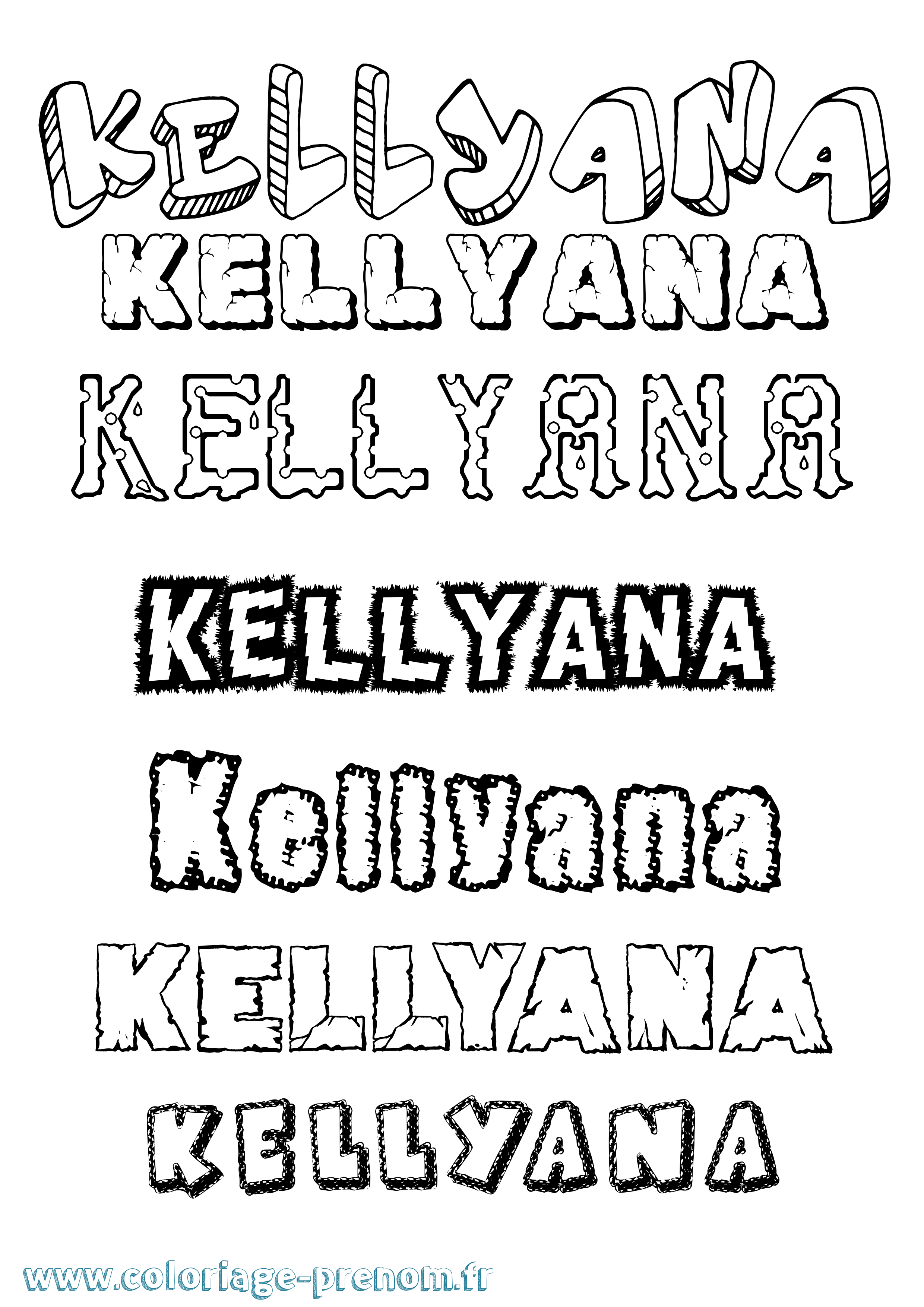Coloriage Kellyana Destructuré Coloriage prénom Kellyana Destructuré