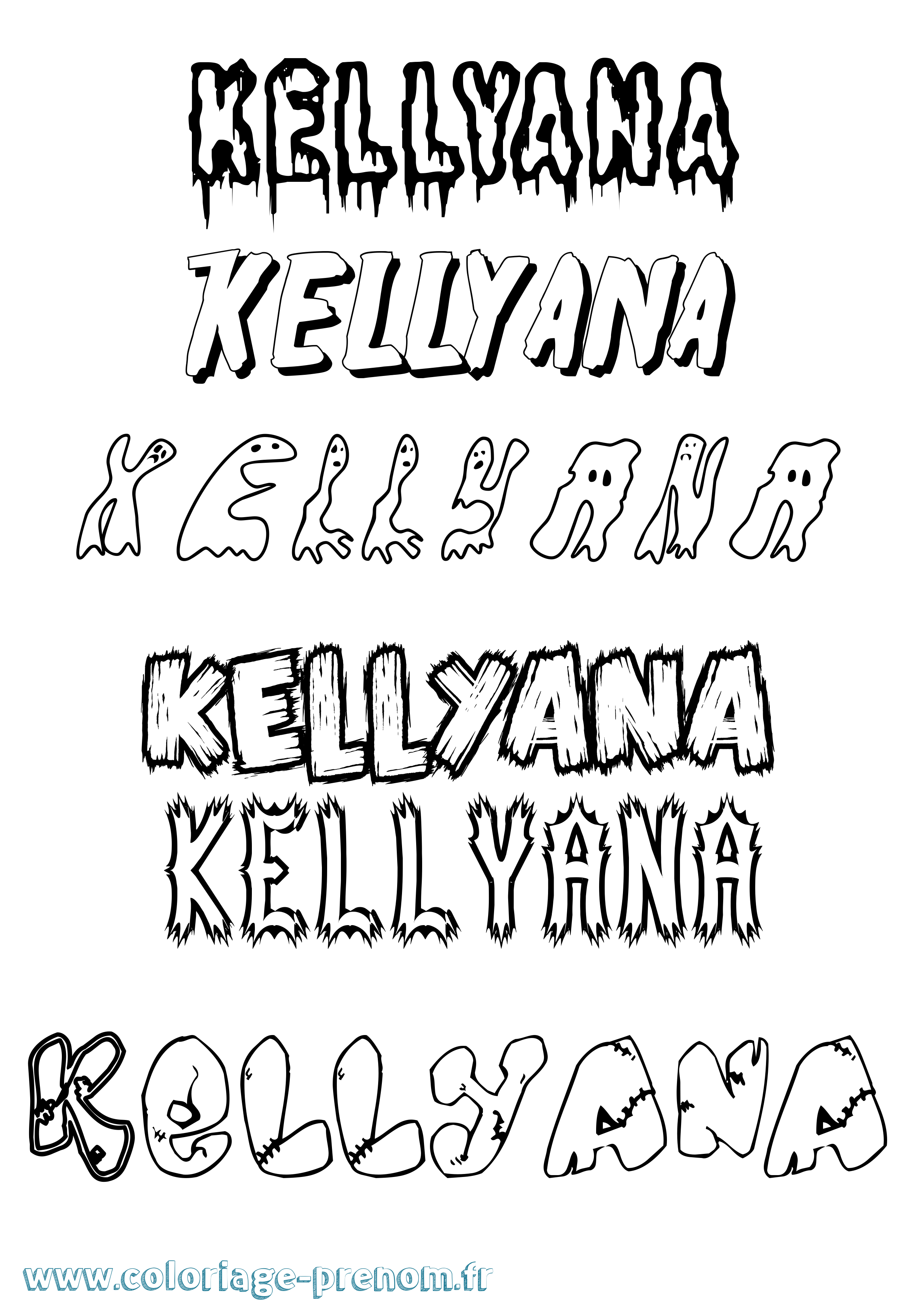 Coloriage Kellyana Frisson Coloriage prénom Kellyana Frisson
