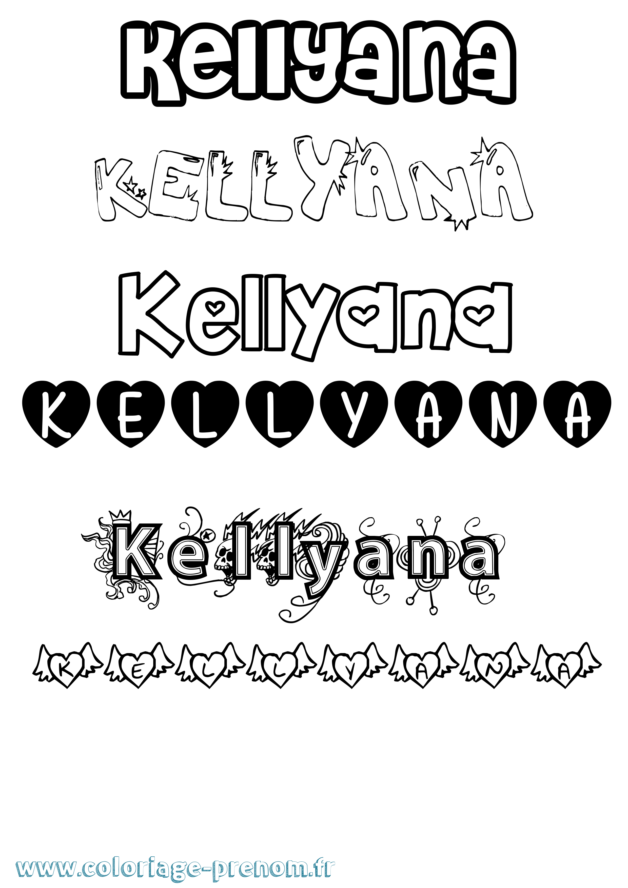 Coloriage Kellyana Girly Coloriage prénom Kellyana Girly
