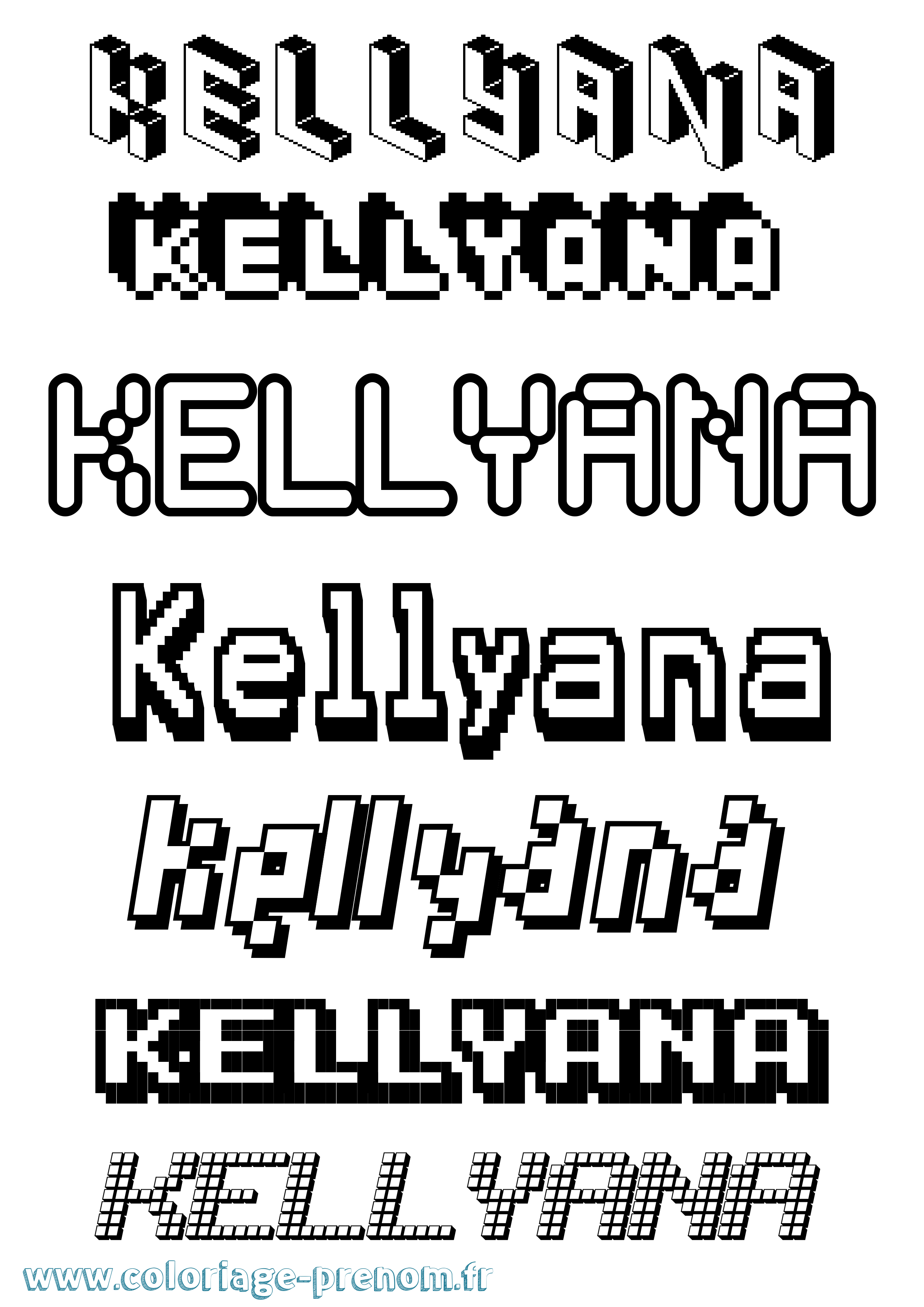 Coloriage Kellyana Pixel Coloriage prénom Kellyana Pixel