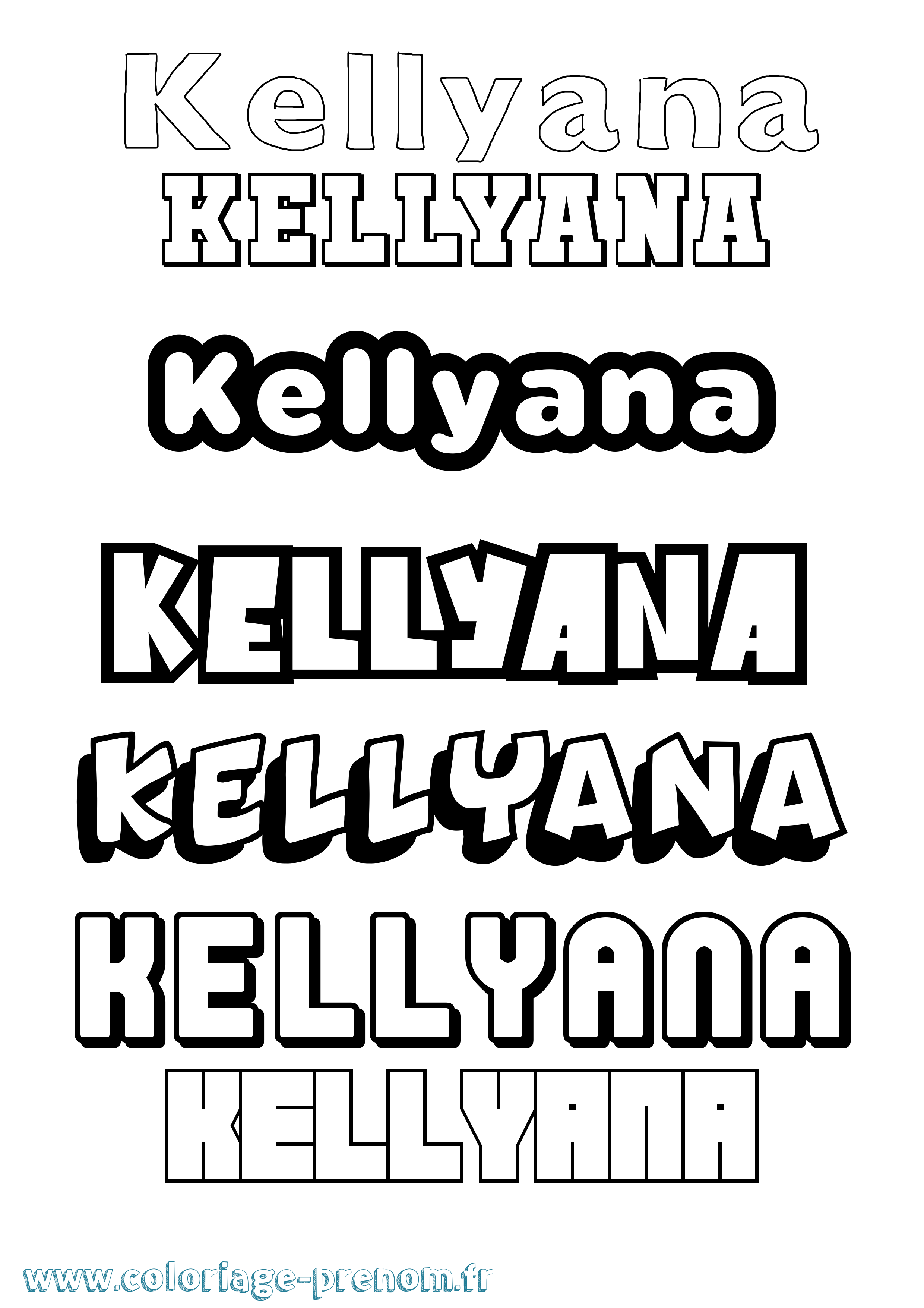 Coloriage Kellyana Simple Coloriage prénom Kellyana Simple