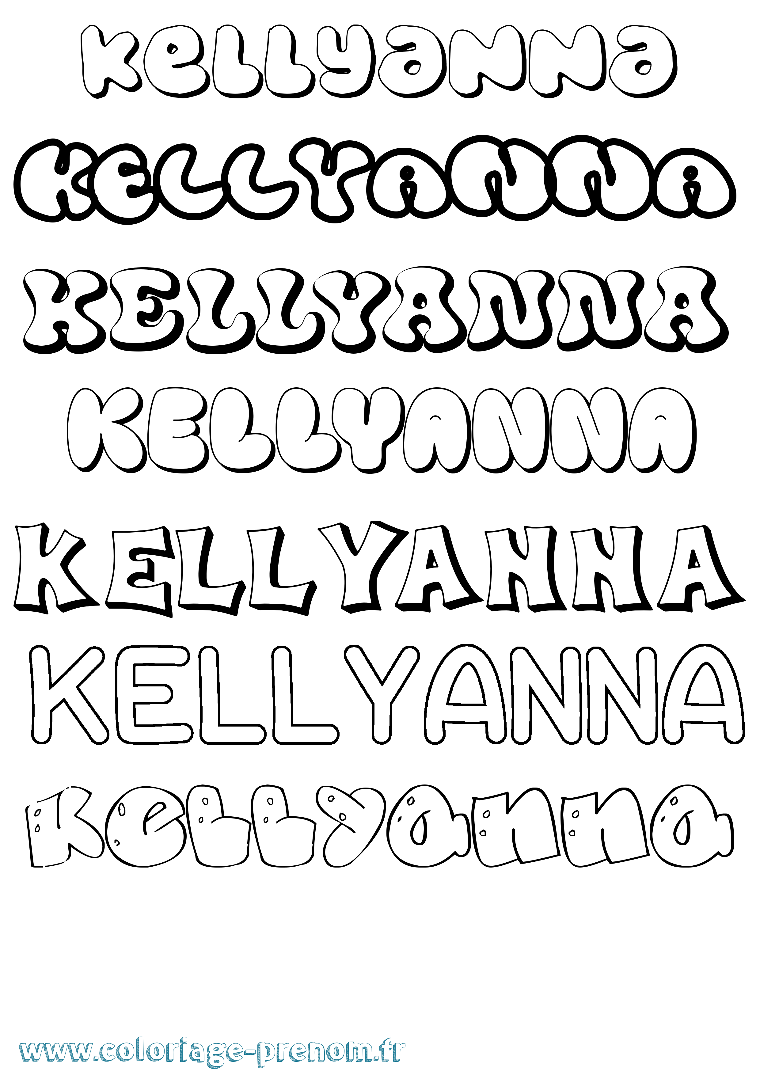 Coloriage Kellyanna Bubble Coloriage prénom Kellyanna Bubble