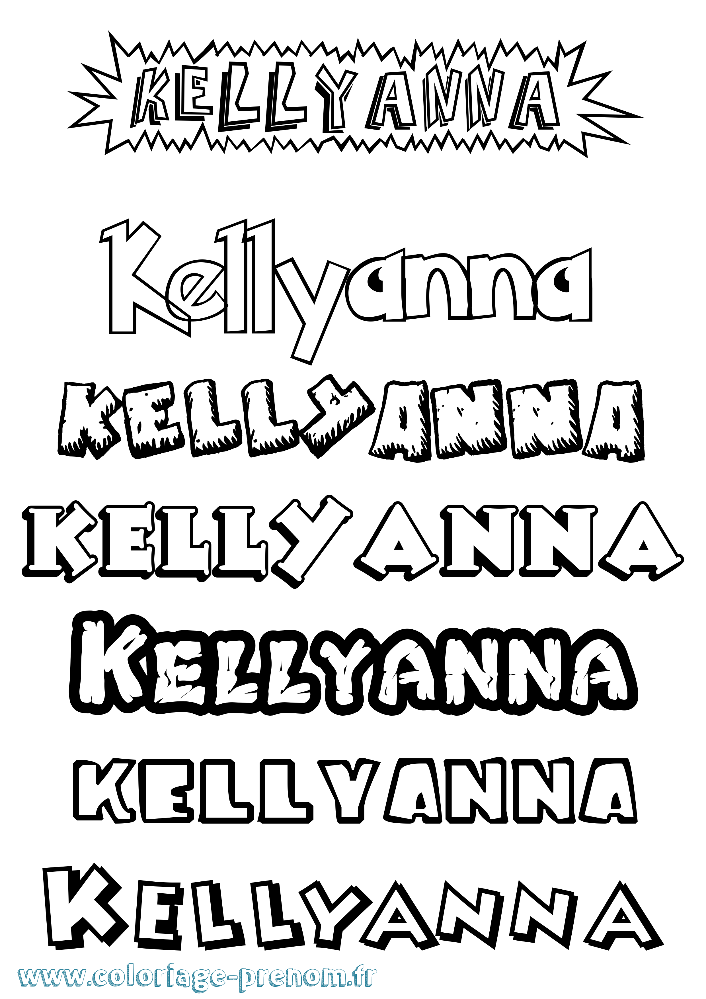 Coloriage Kellyanna Dessin Animé Coloriage prénom Kellyanna Dessin Animé
