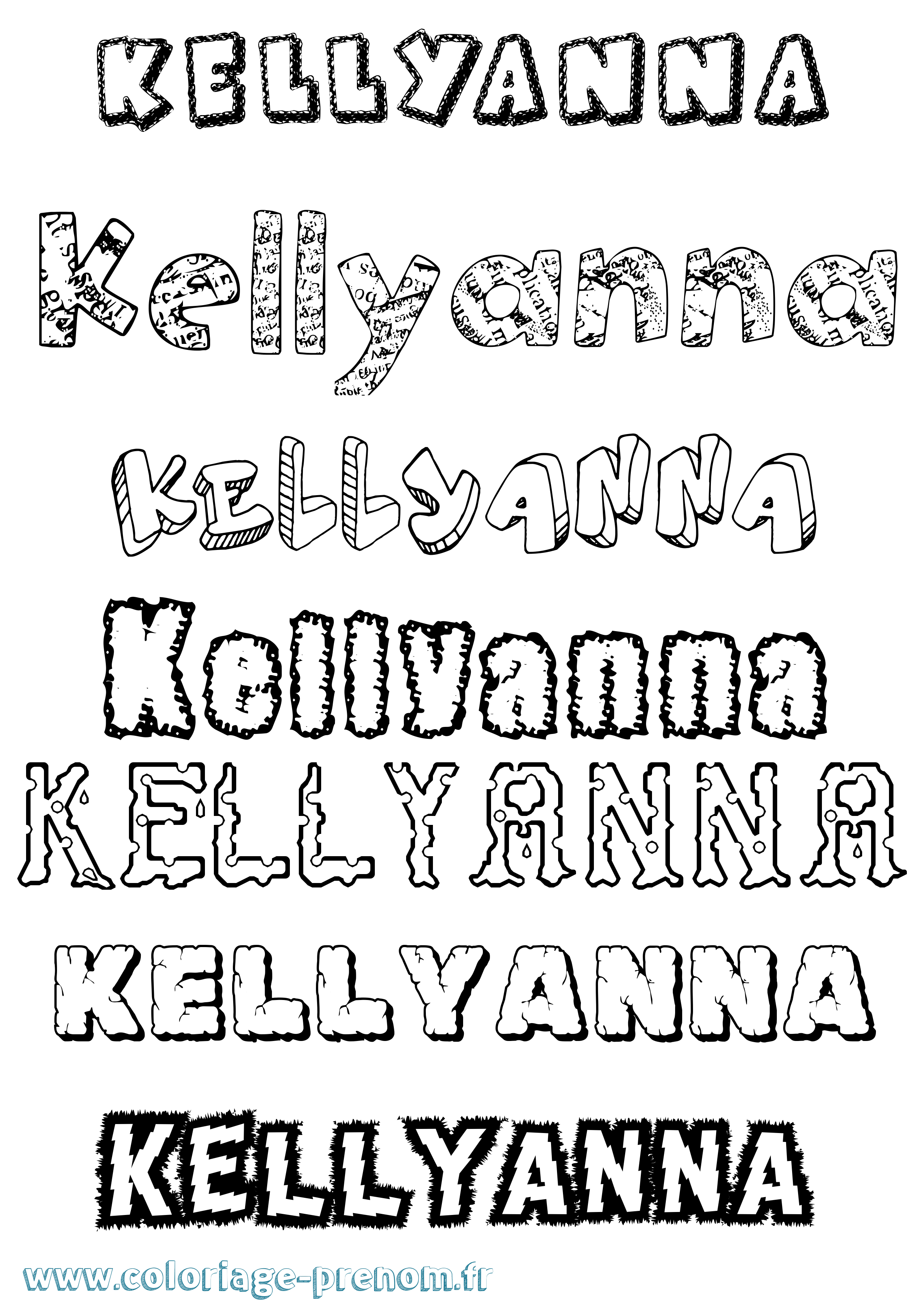 Coloriage Kellyanna Destructuré Coloriage prénom Kellyanna Destructuré