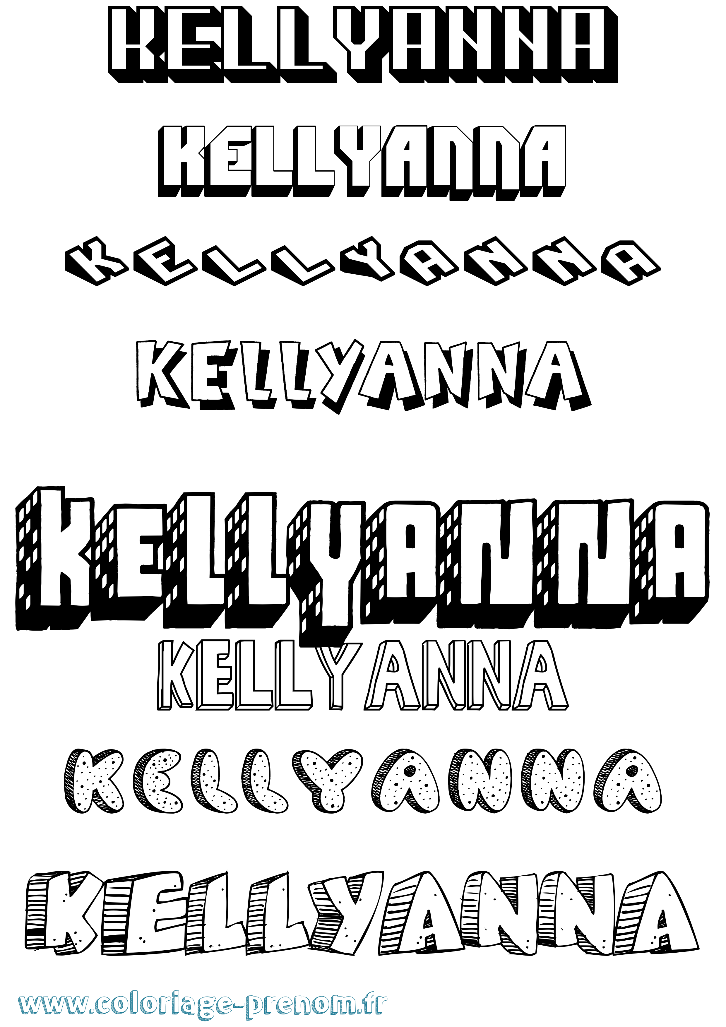 Coloriage Kellyanna Effet 3D Coloriage prénom Kellyanna Effet 3D