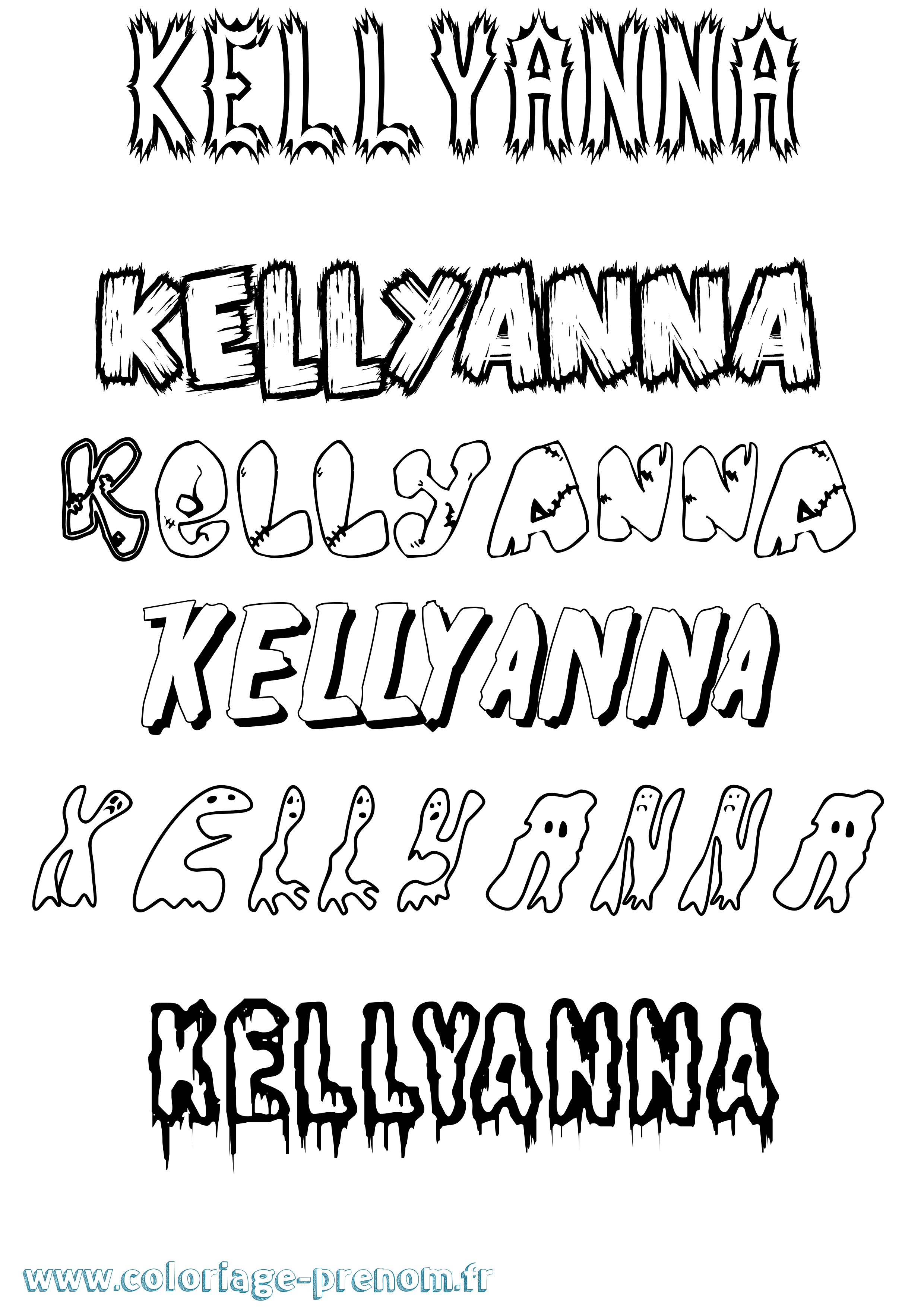 Coloriage Kellyanna Frisson Coloriage prénom Kellyanna Frisson