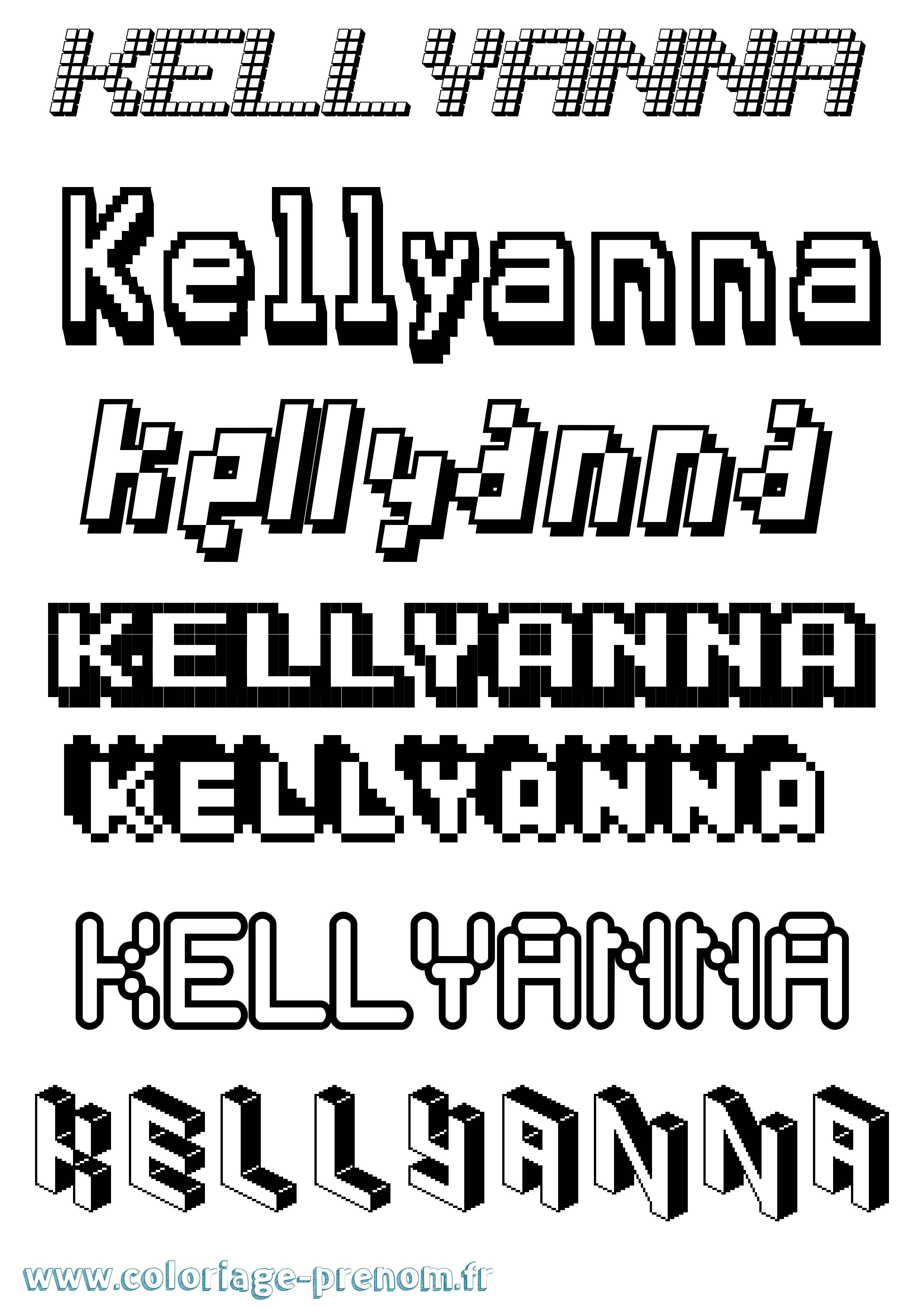 Coloriage Kellyanna Pixel Coloriage prénom Kellyanna Pixel
