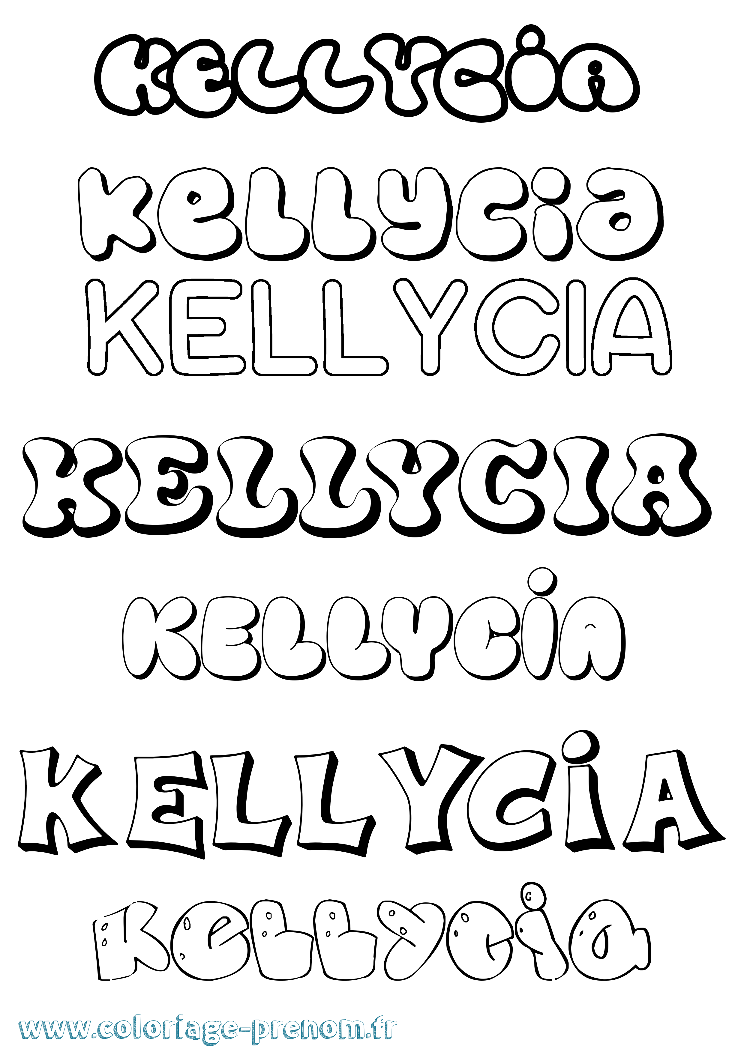 Coloriage Kellycia Bubble Coloriage prénom Kellycia Bubble
