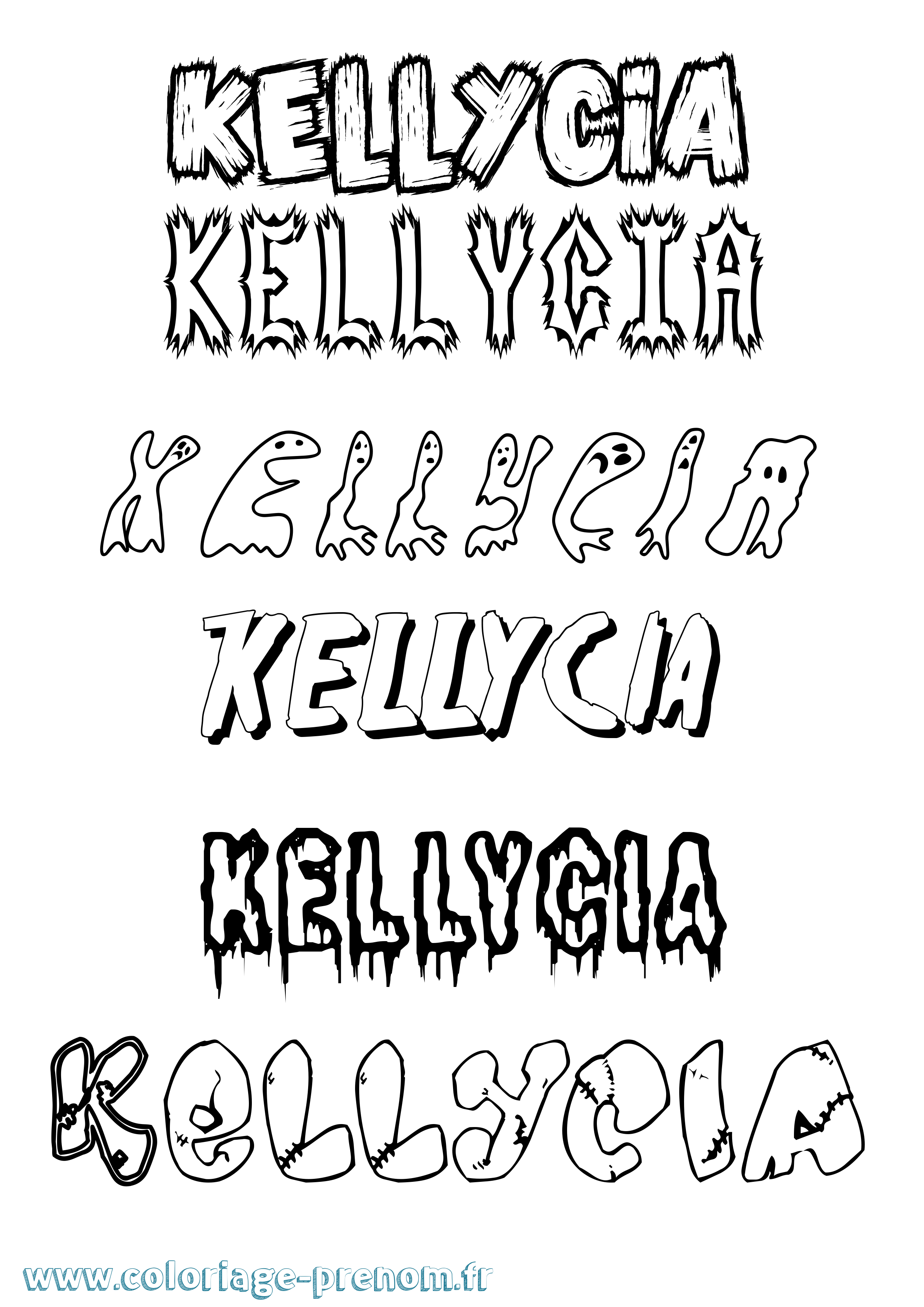 Coloriage Kellycia Frisson Coloriage prénom Kellycia Frisson