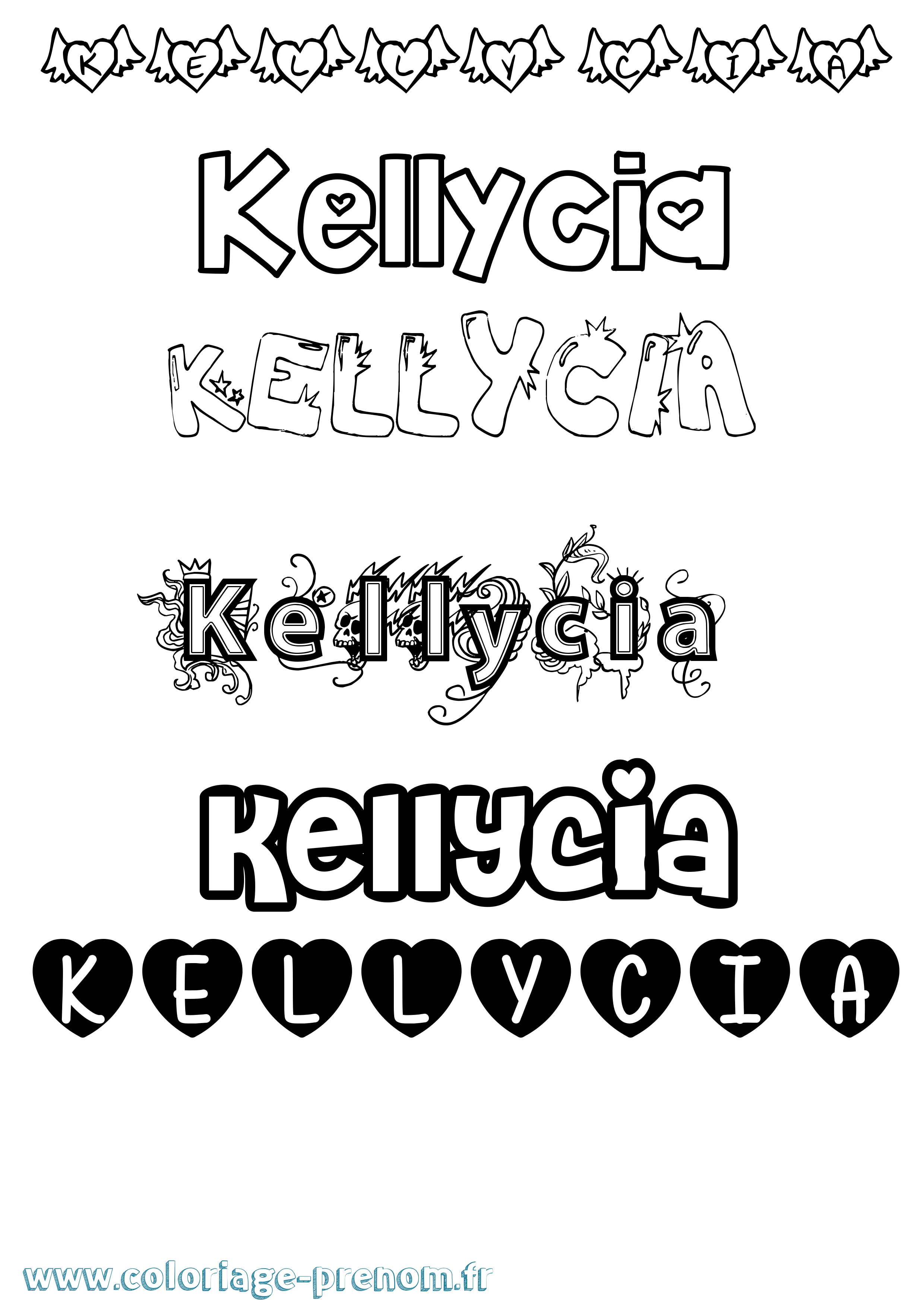 Coloriage Kellycia Girly Coloriage prénom Kellycia Girly