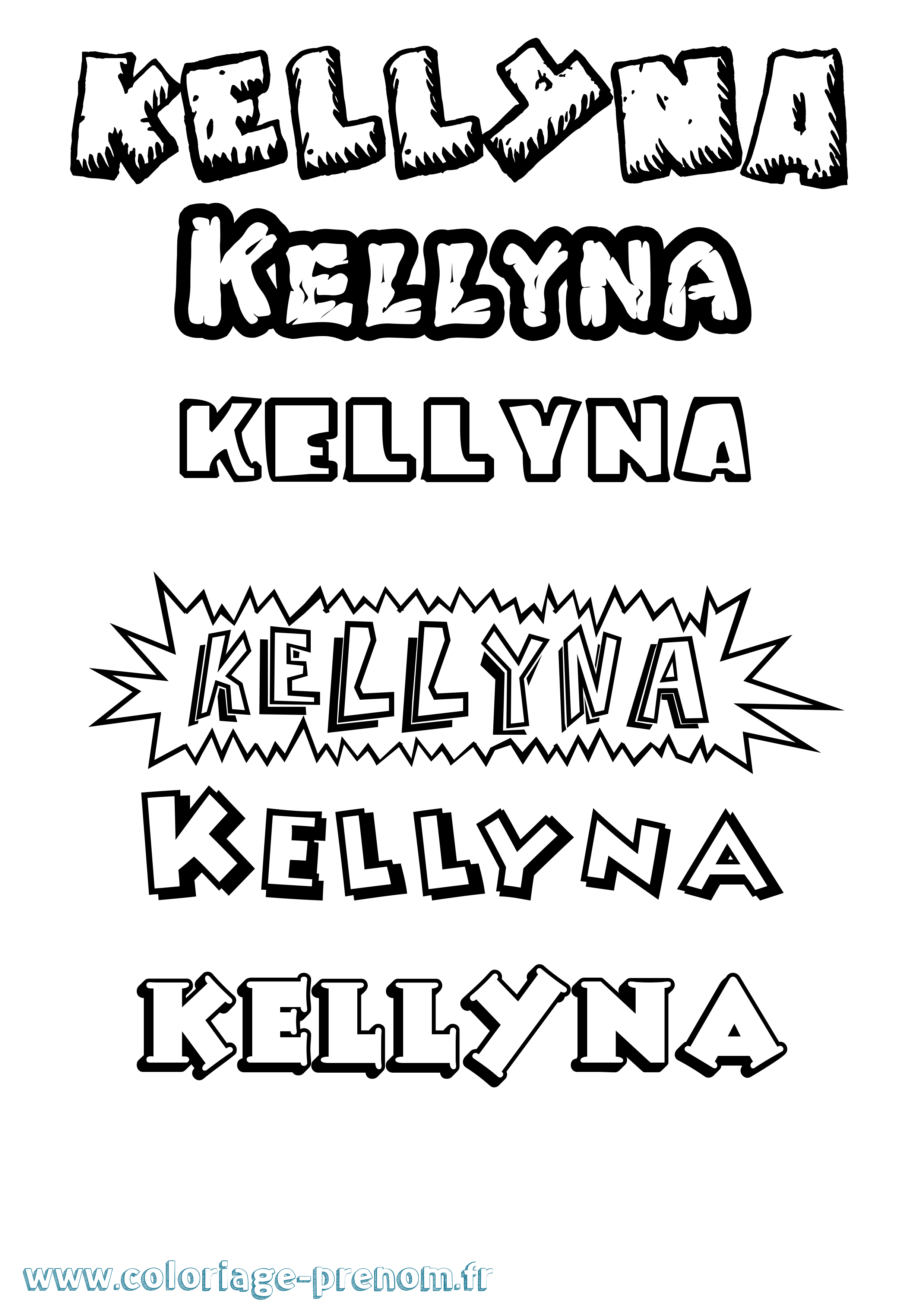 Coloriage Kellyna Dessin Animé Coloriage prénom Kellyna Dessin Animé