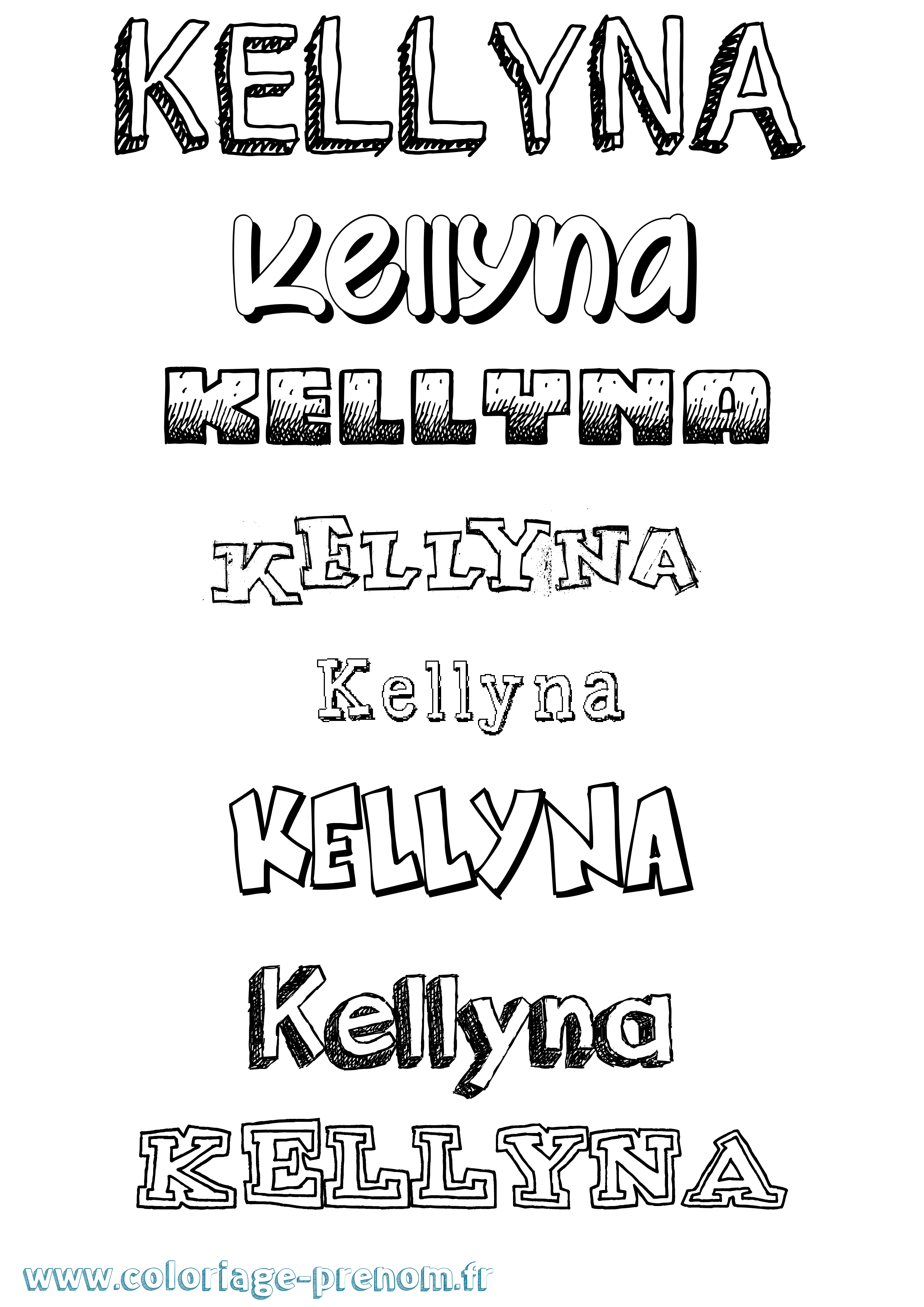 Coloriage Kellyna Dessiné Coloriage prénom Kellyna Dessiné
