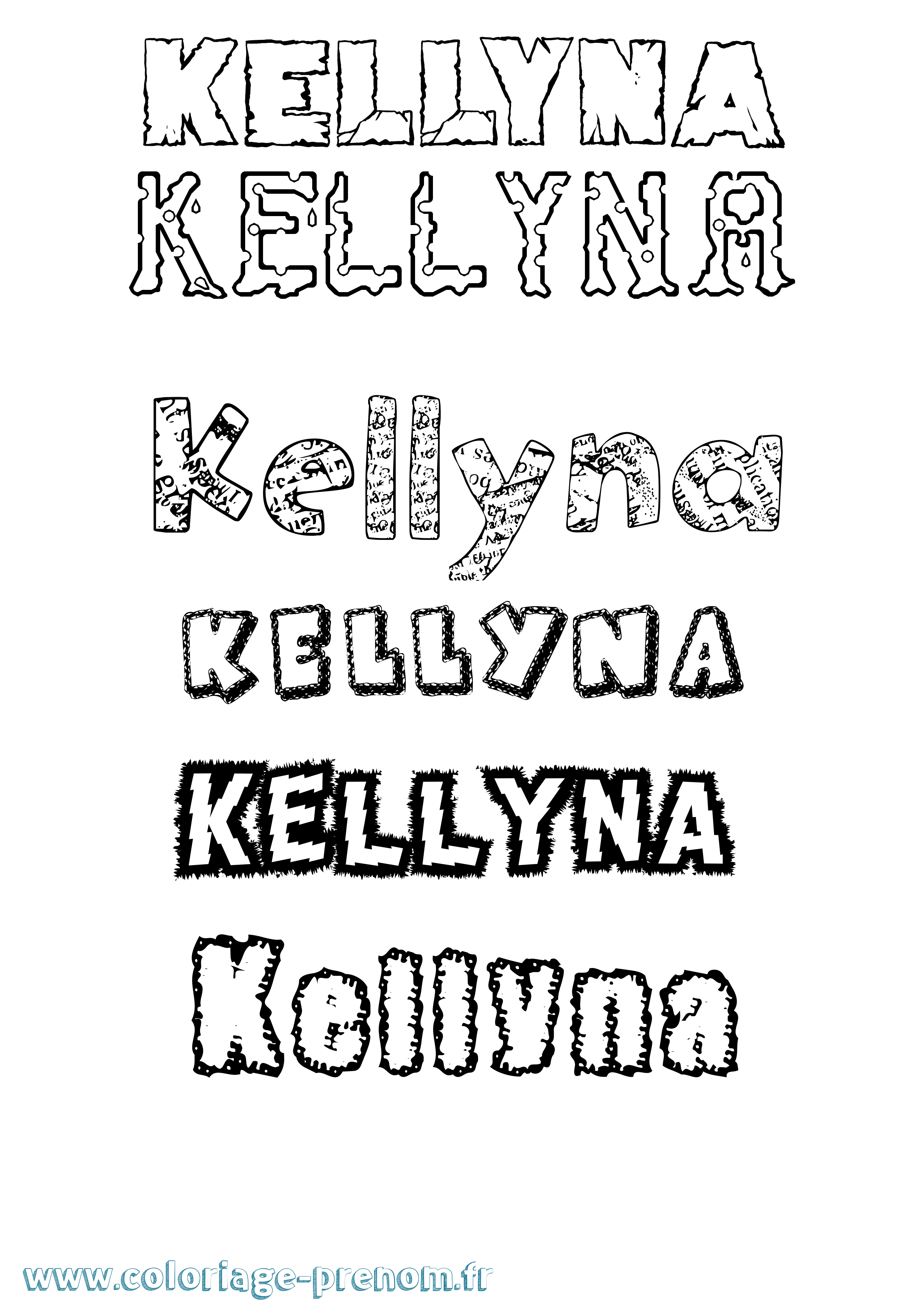 Coloriage Kellyna Destructuré Coloriage prénom Kellyna Destructuré