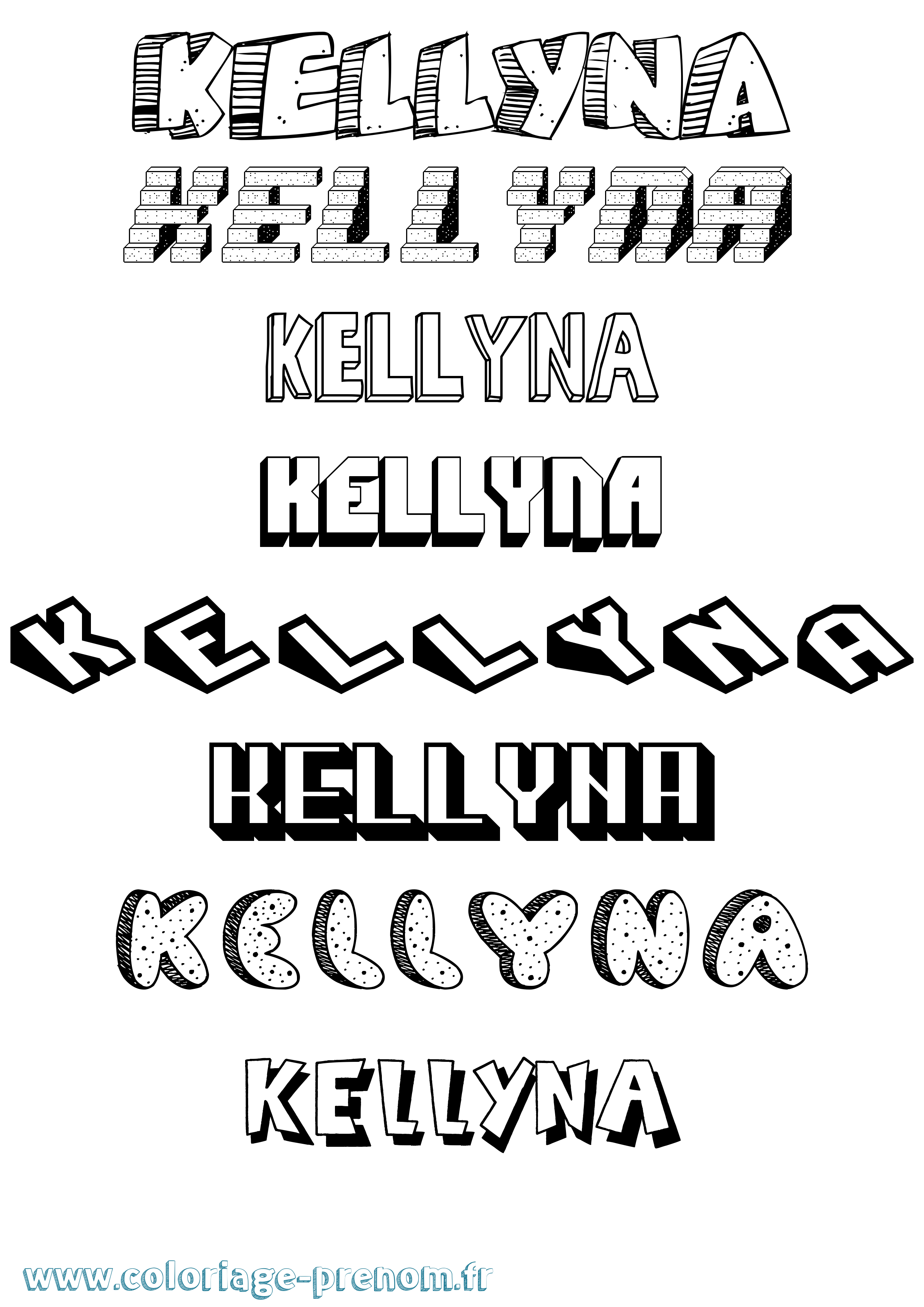 Coloriage Kellyna Effet 3D Coloriage prénom Kellyna Effet 3D