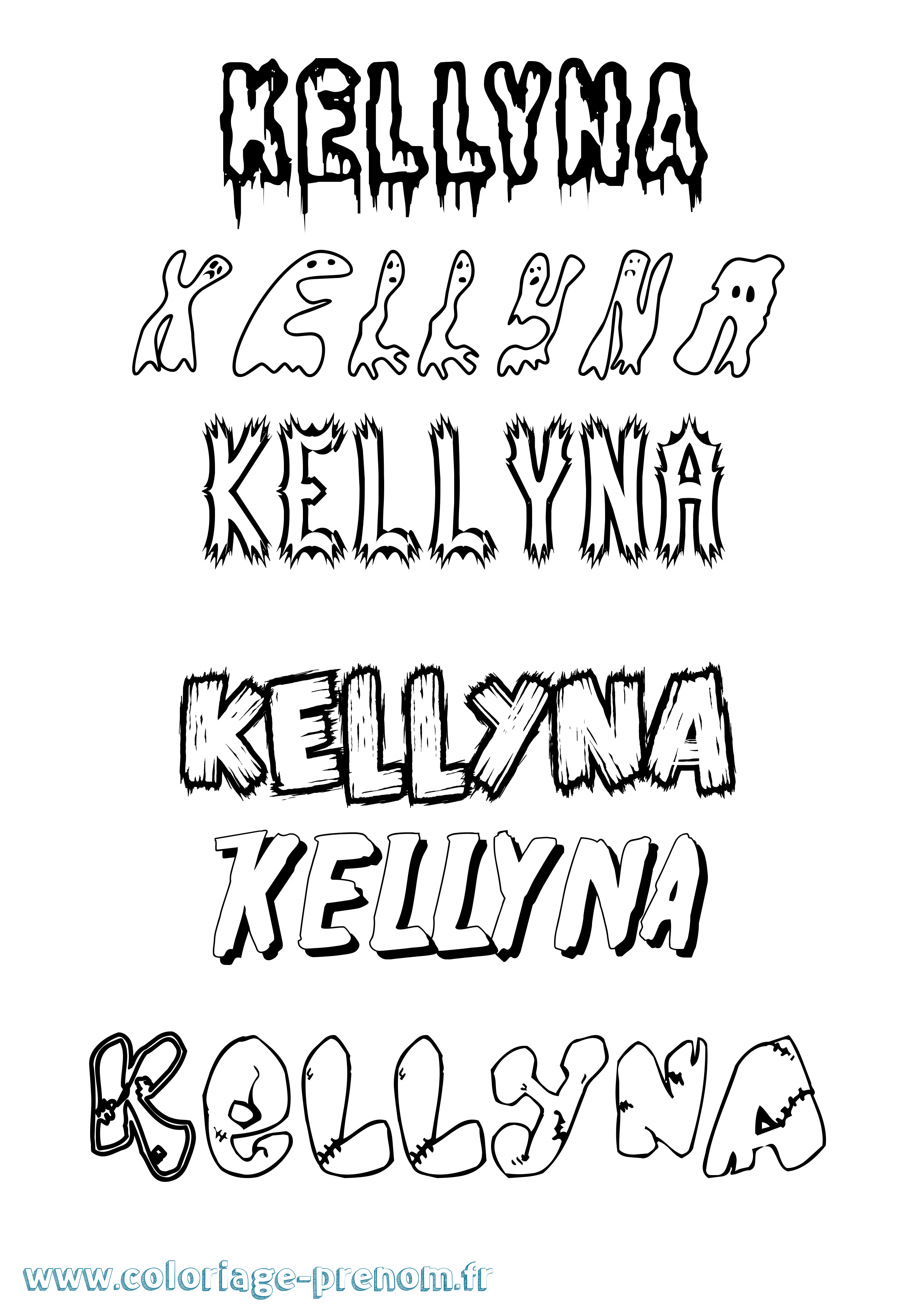 Coloriage Kellyna Frisson Coloriage prénom Kellyna Frisson