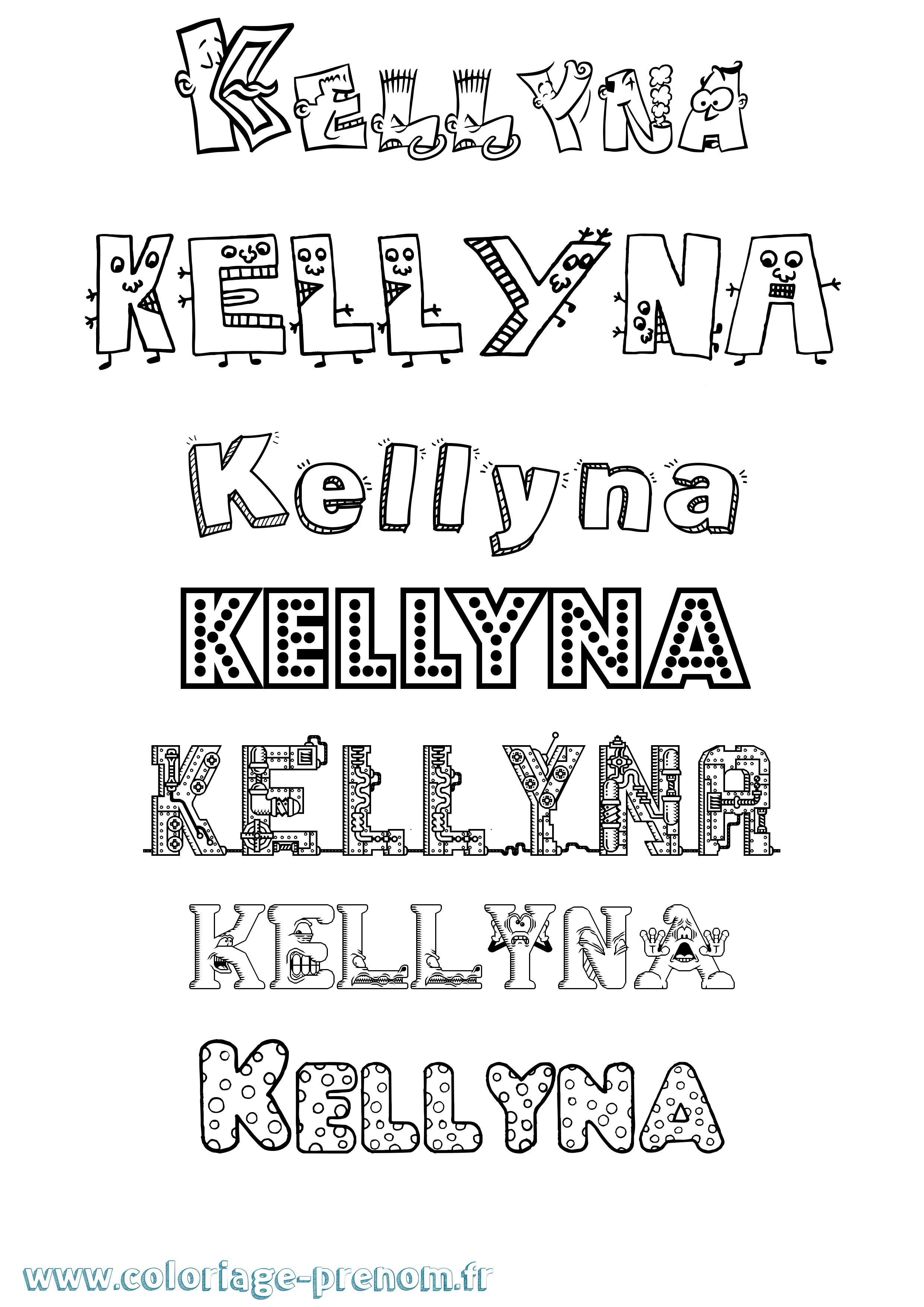 Coloriage Kellyna Fun Coloriage prénom Kellyna Fun