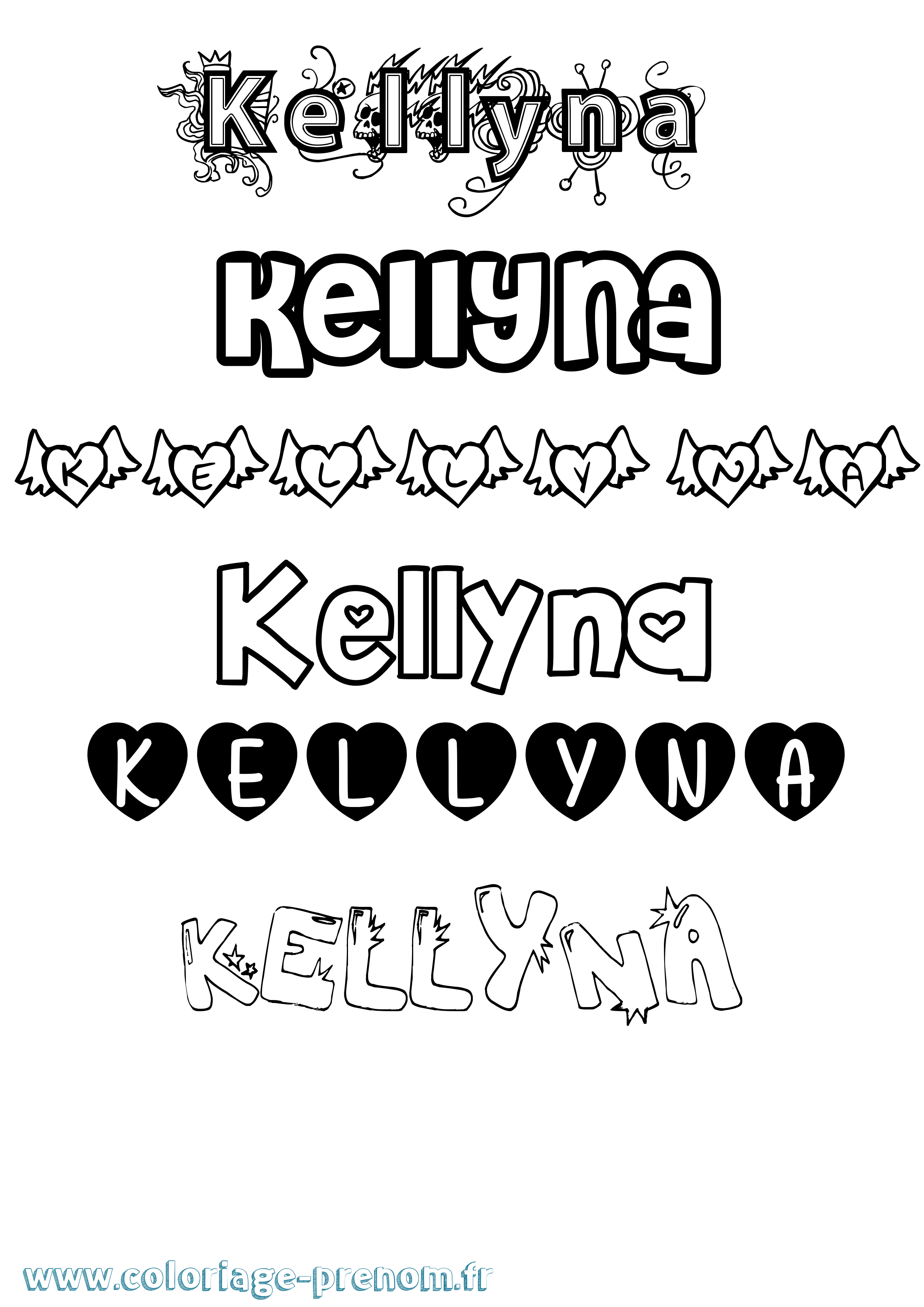Coloriage Kellyna Girly Coloriage prénom Kellyna Girly