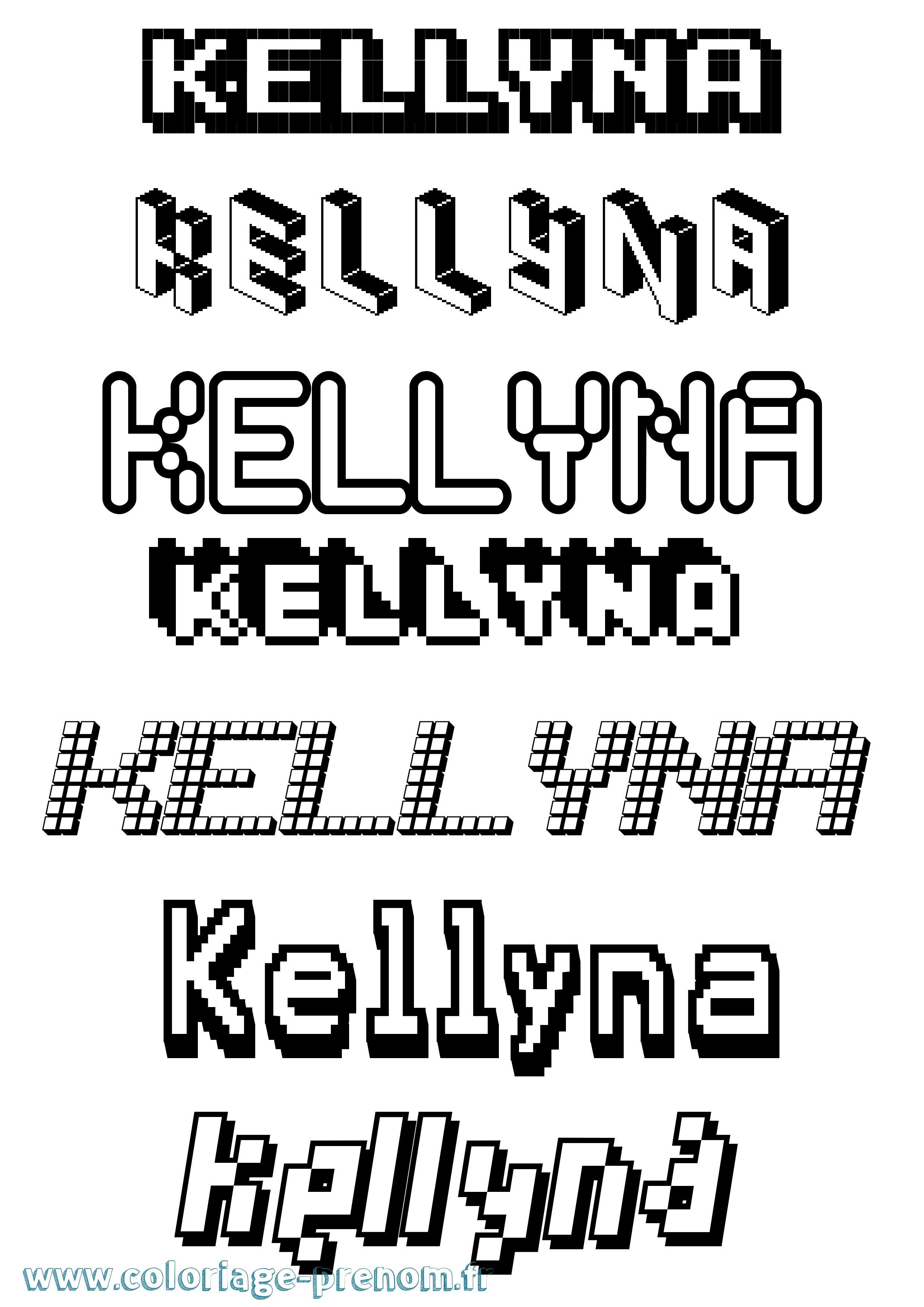 Coloriage Kellyna Pixel Coloriage prénom Kellyna Pixel