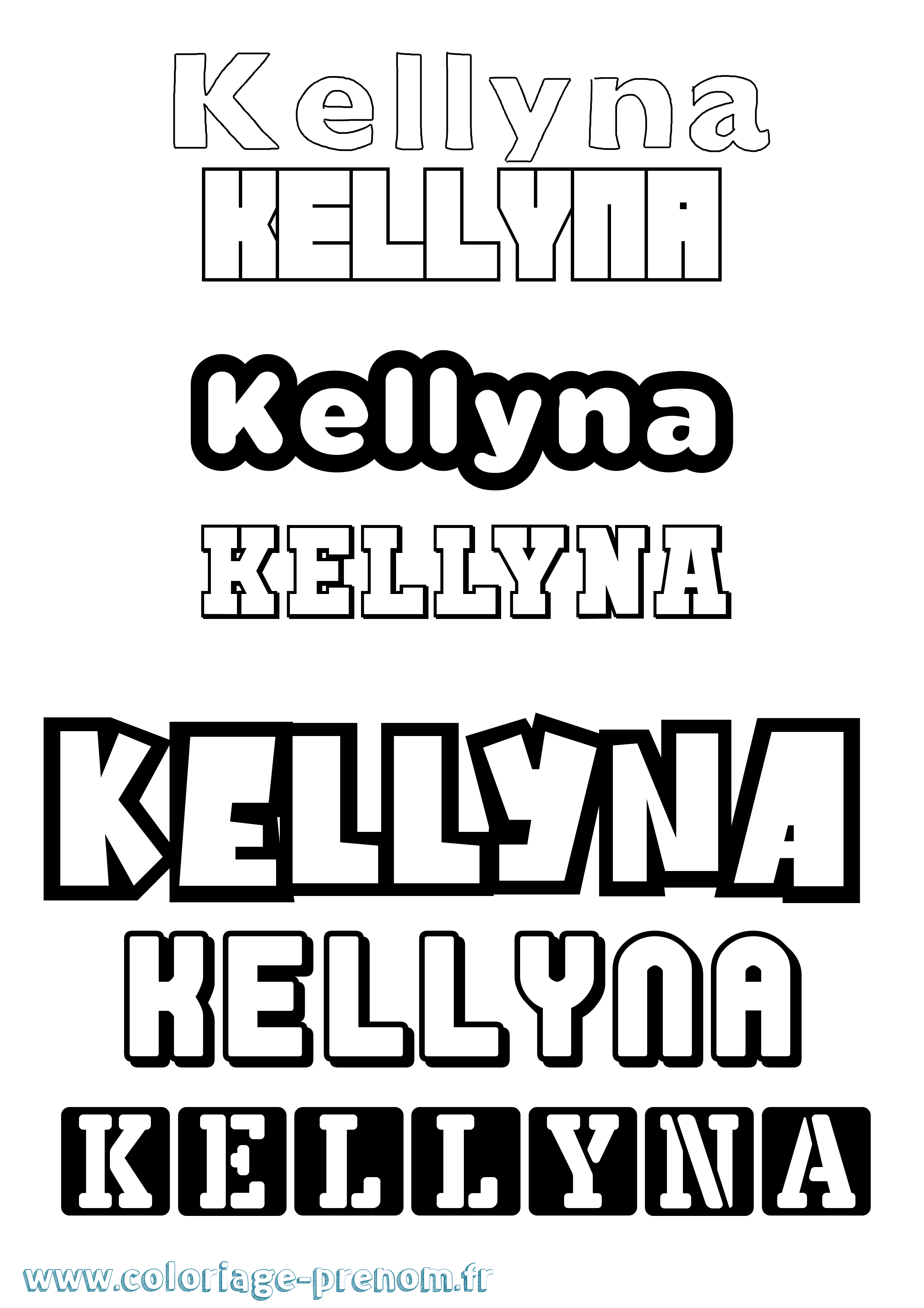 Coloriage Kellyna Simple Coloriage prénom Kellyna Simple