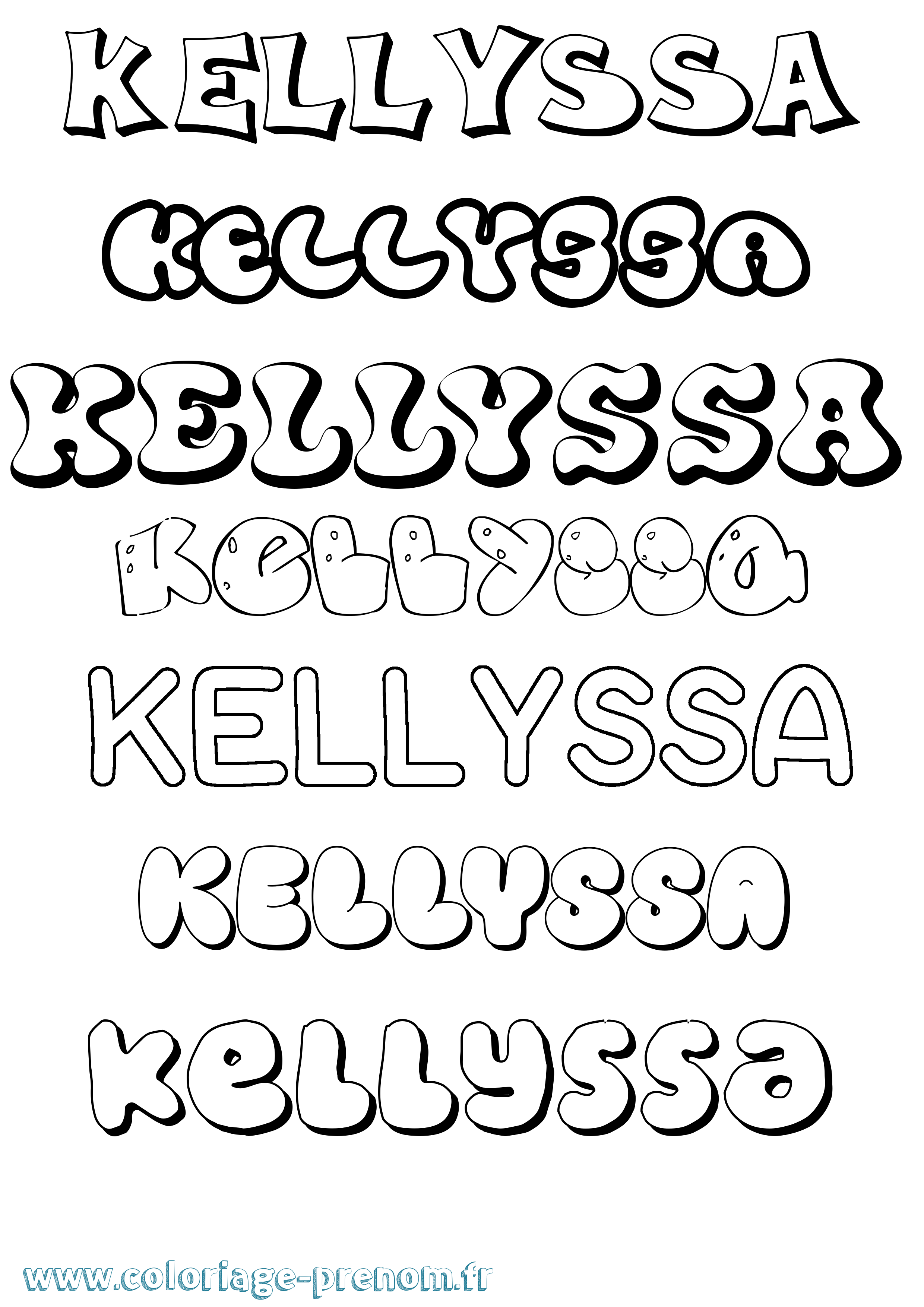 Coloriage Kellyssa Bubble Coloriage prénom Kellyssa Bubble