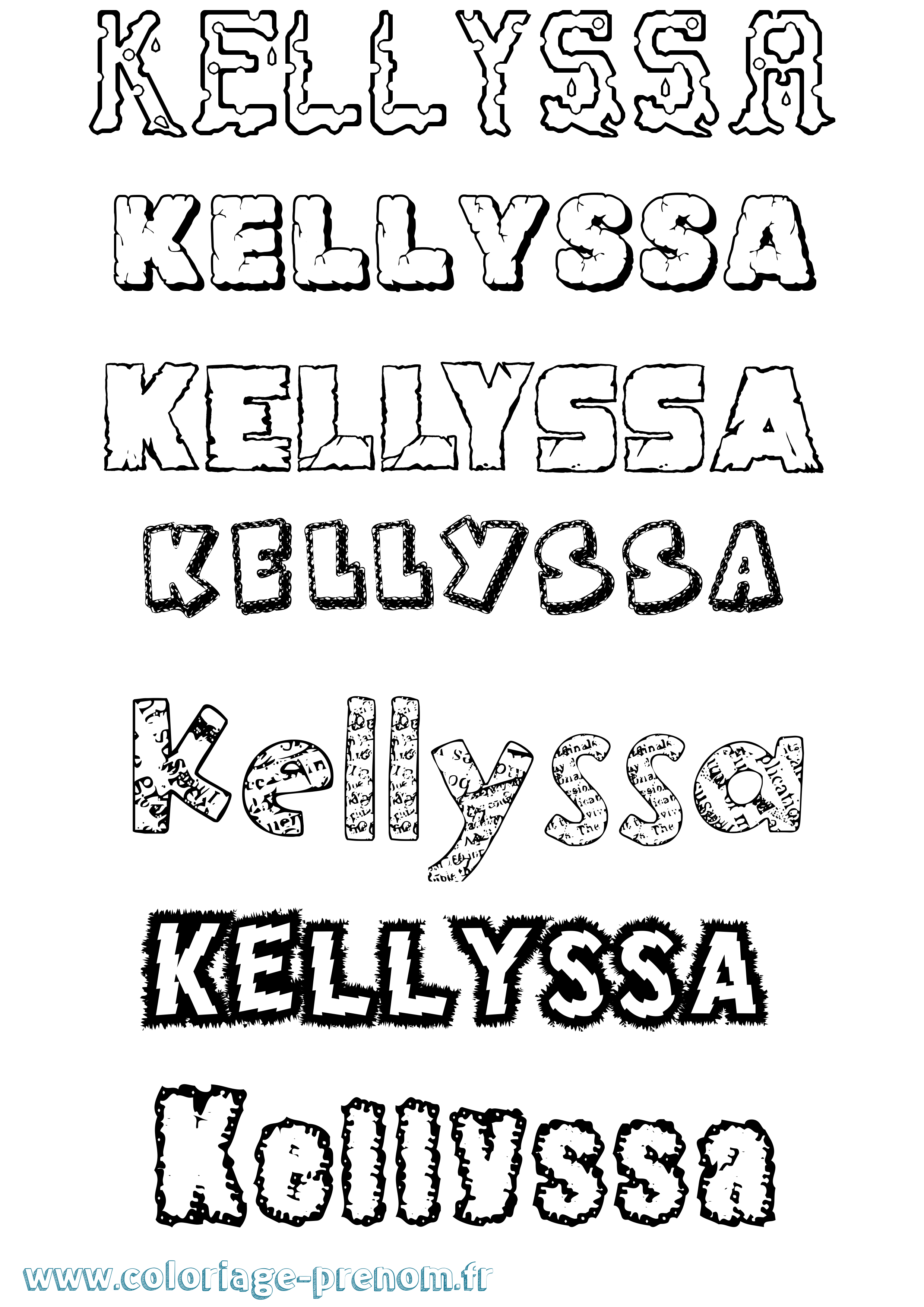 Coloriage Kellyssa Destructuré Coloriage prénom Kellyssa Destructuré