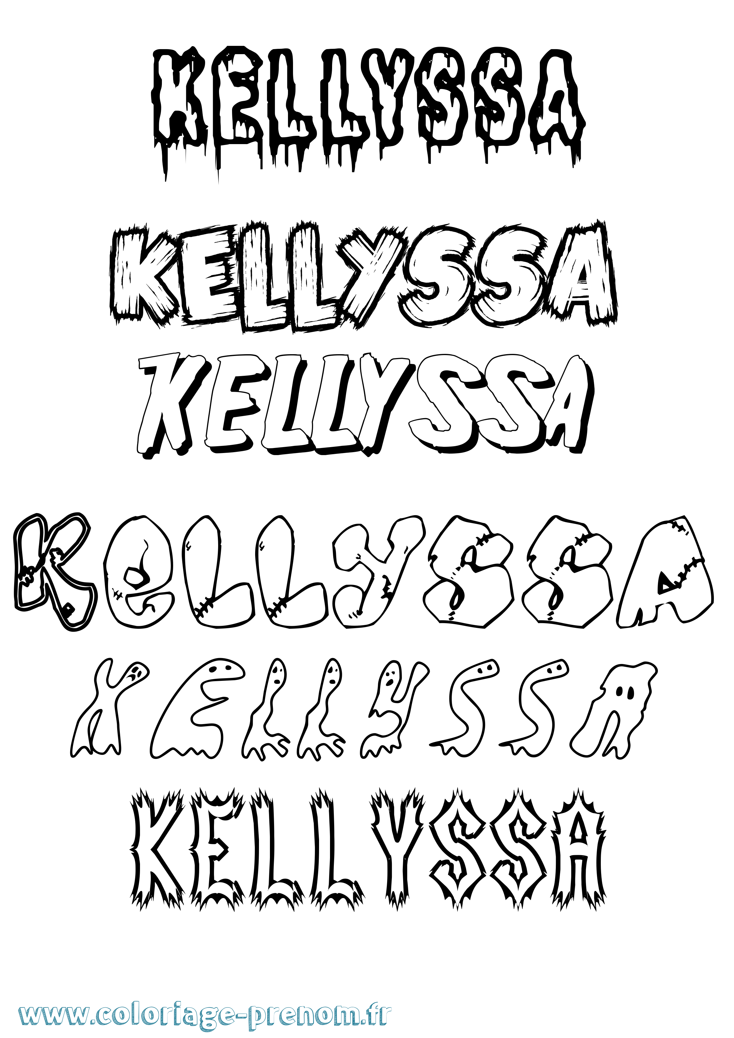 Coloriage Kellyssa Frisson Coloriage prénom Kellyssa Frisson