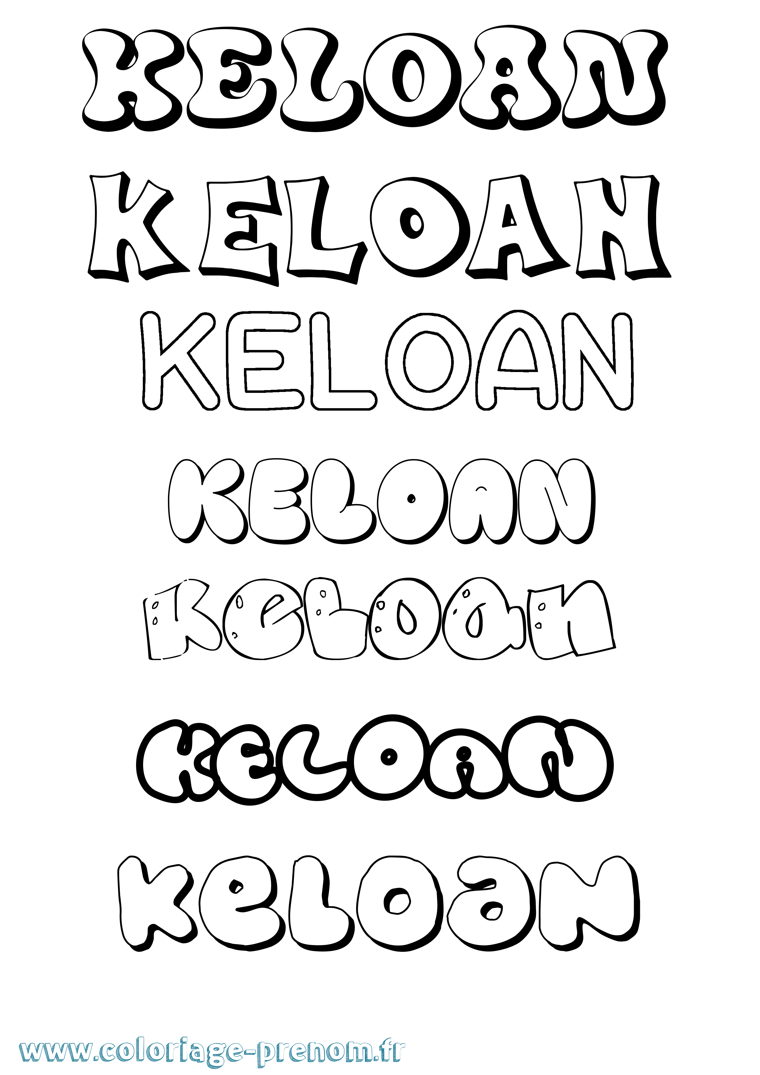 Coloriage Keloan Bubble Coloriage prénom Keloan Bubble