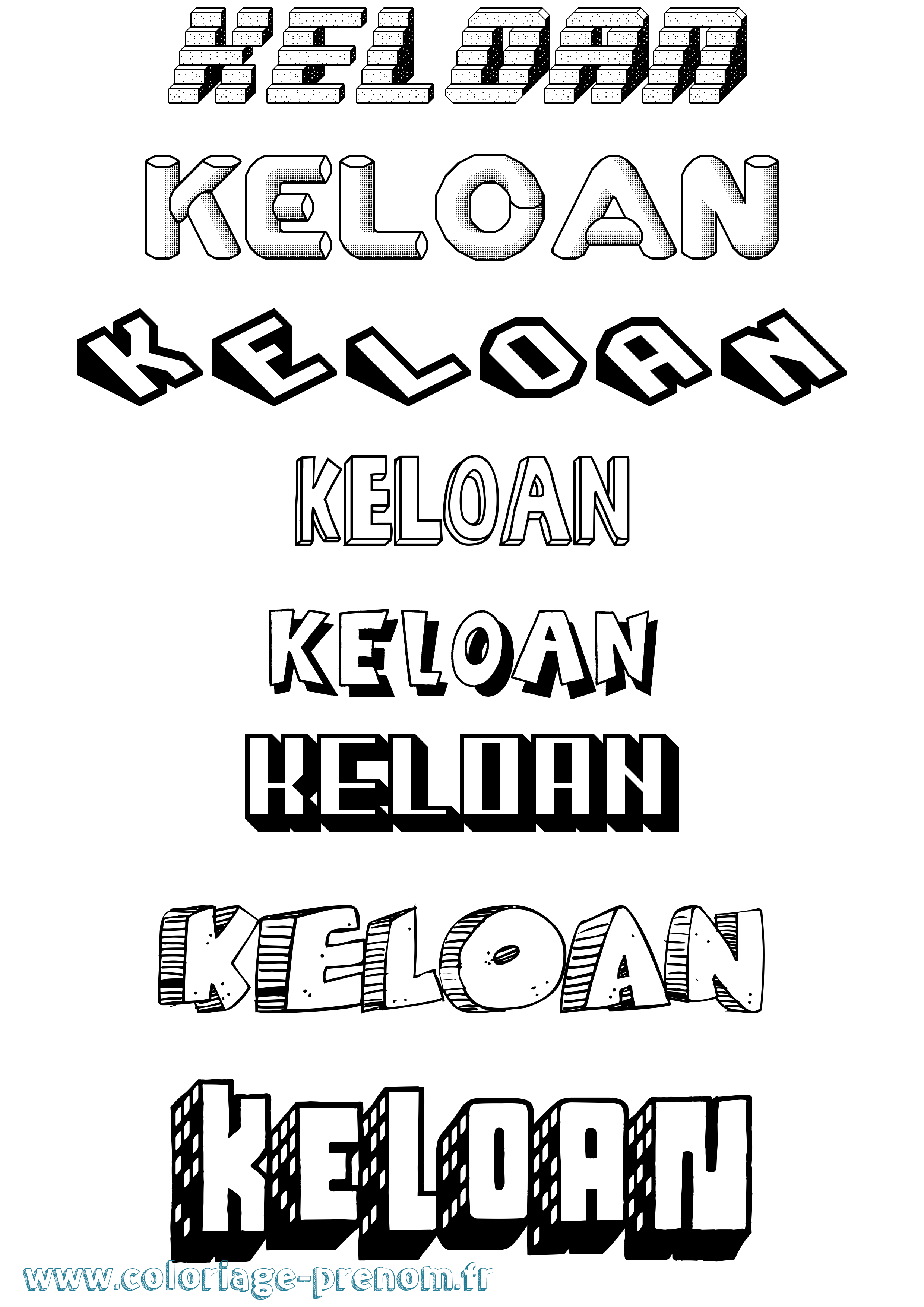 Coloriage Keloan Effet 3D Coloriage prénom Keloan Effet 3D