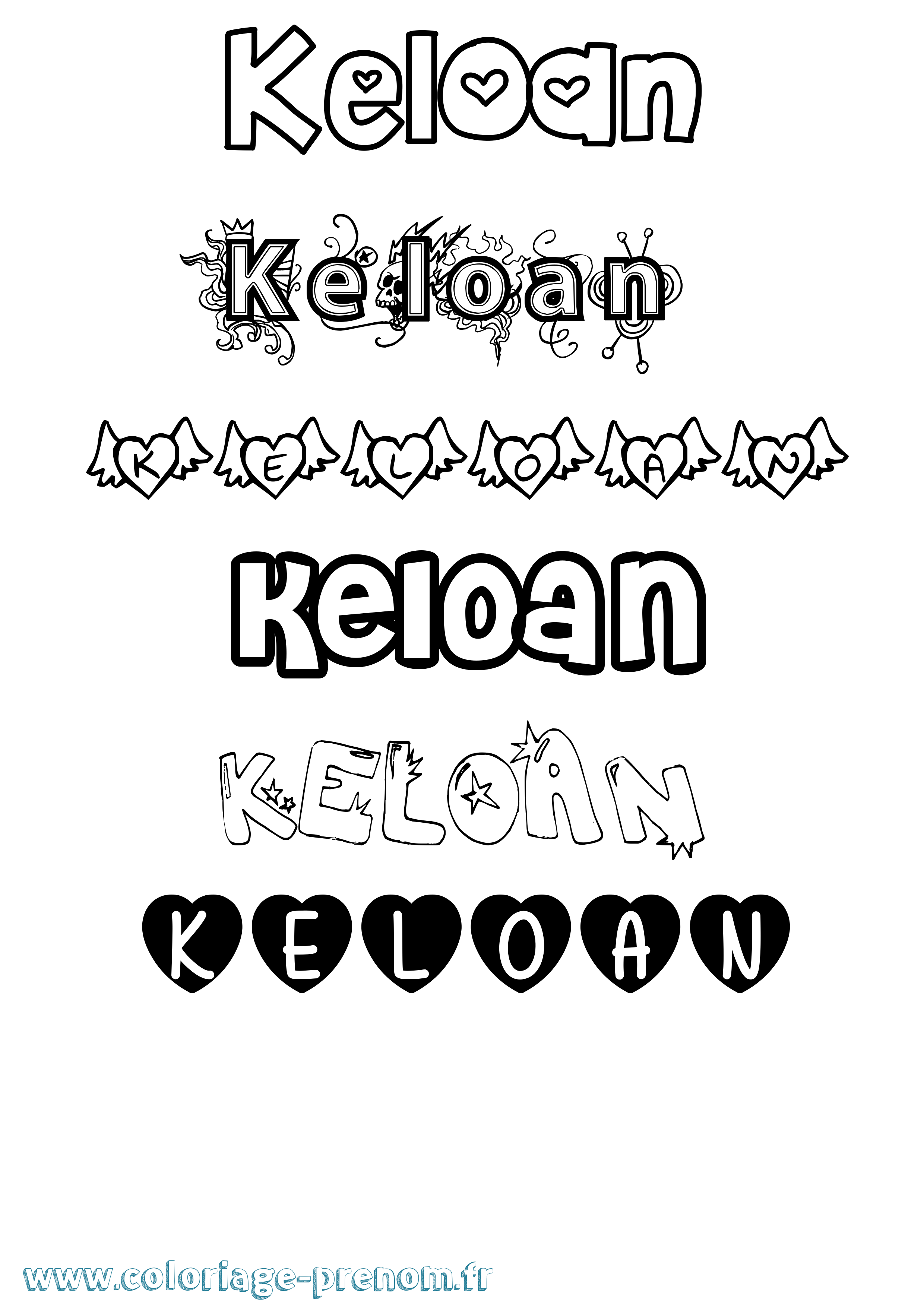 Coloriage Keloan Girly Coloriage prénom Keloan Girly