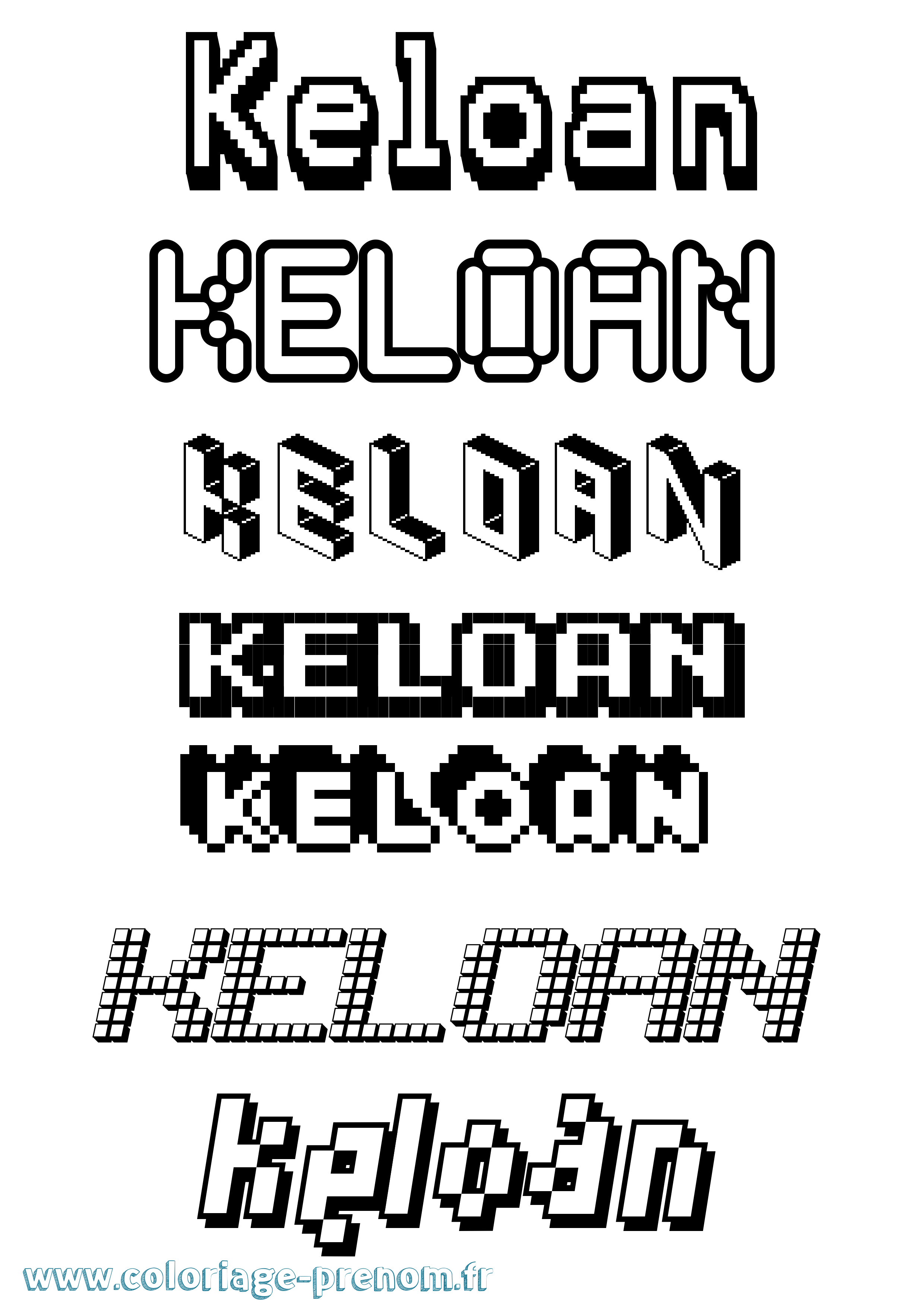 Coloriage Keloan Pixel Coloriage prénom Keloan Pixel