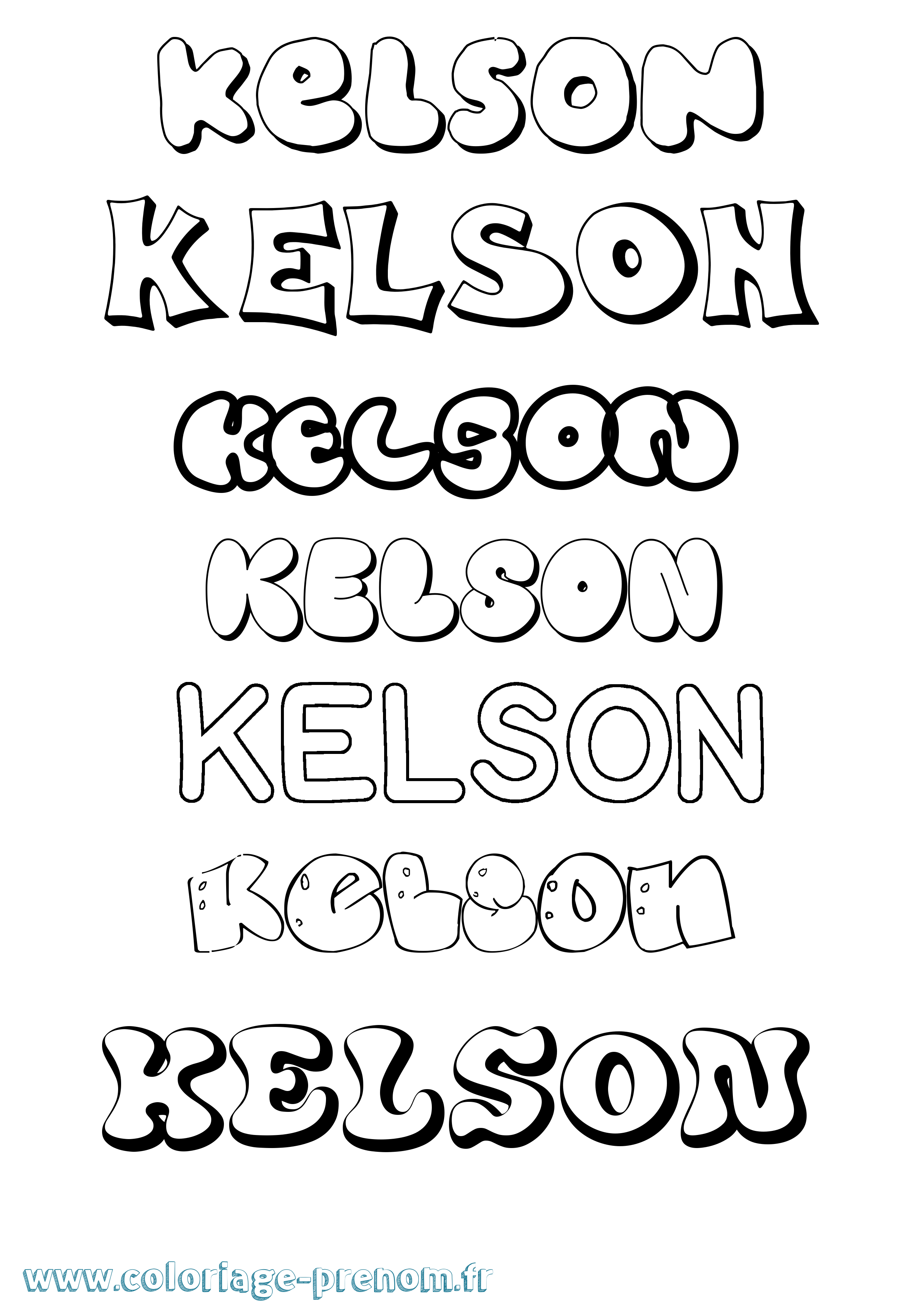 Coloriage Kelson Bubble Coloriage prénom Kelson Bubble