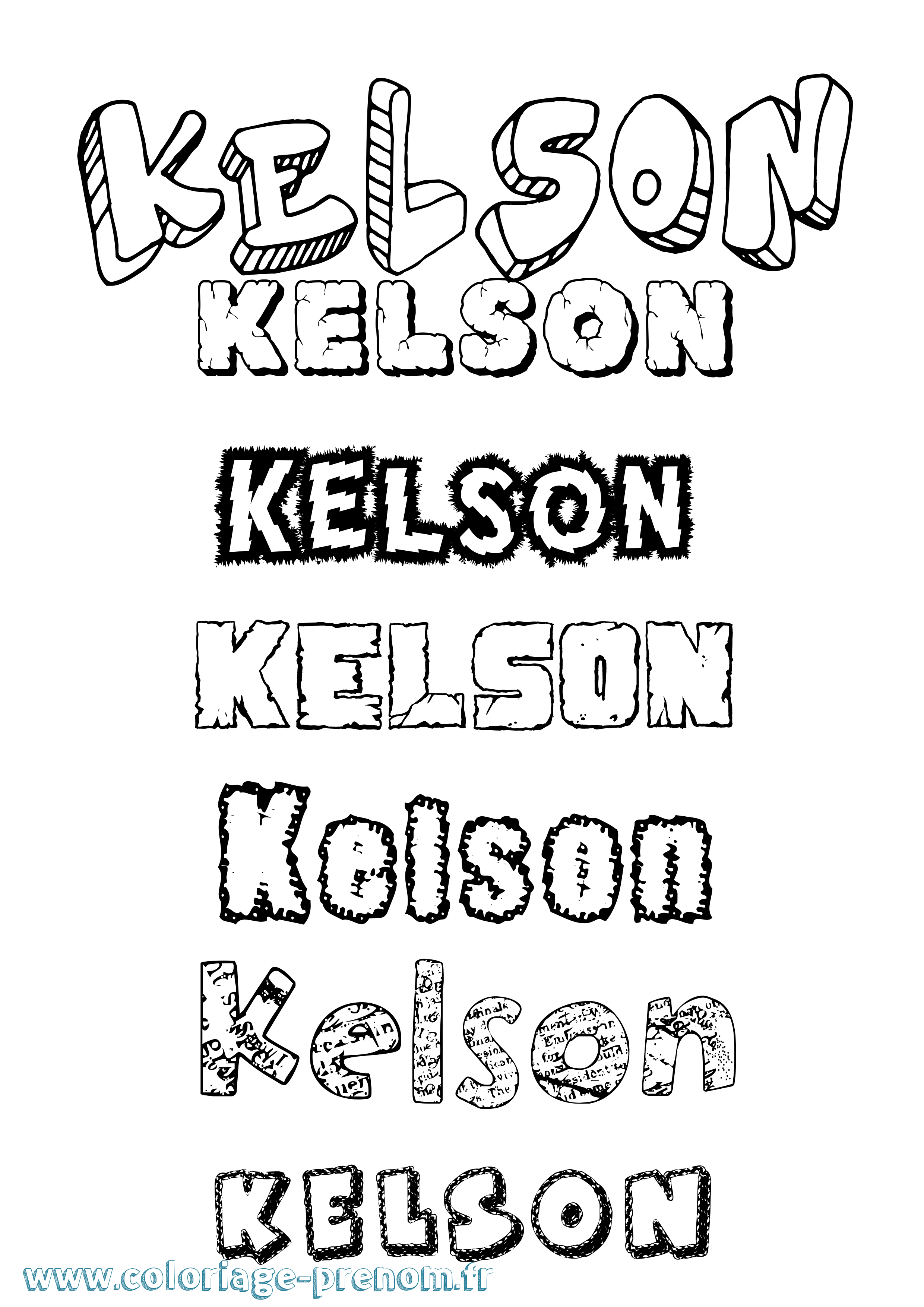 Coloriage Kelson Destructuré Coloriage prénom Kelson Destructuré