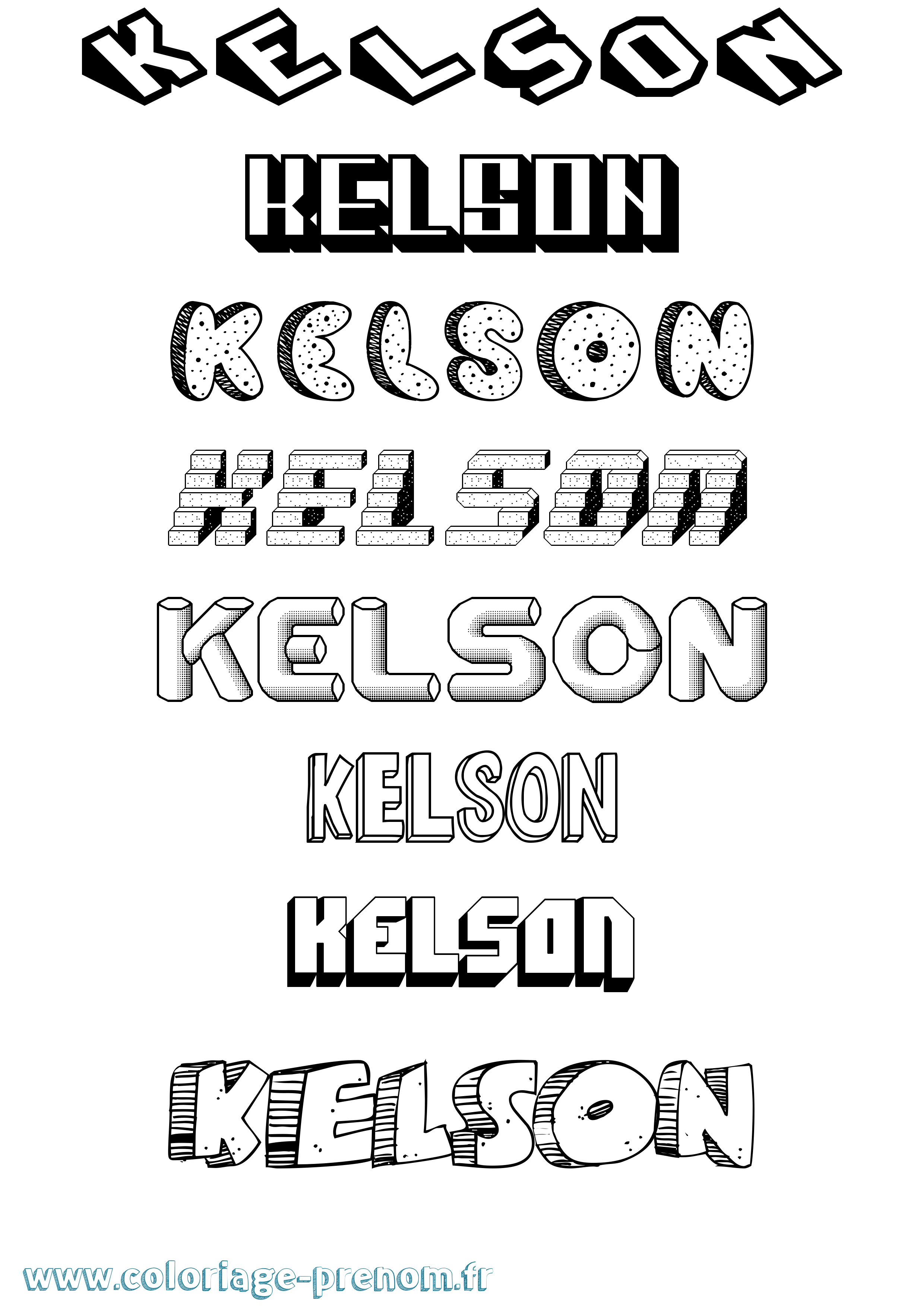 Coloriage Kelson Effet 3D Coloriage prénom Kelson Effet 3D