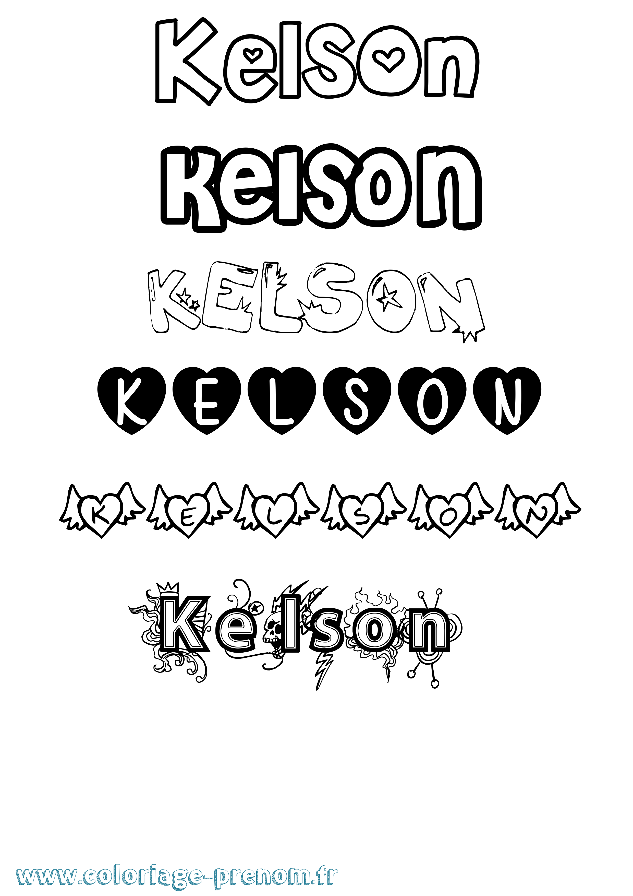 Coloriage Kelson Girly Coloriage prénom Kelson Girly