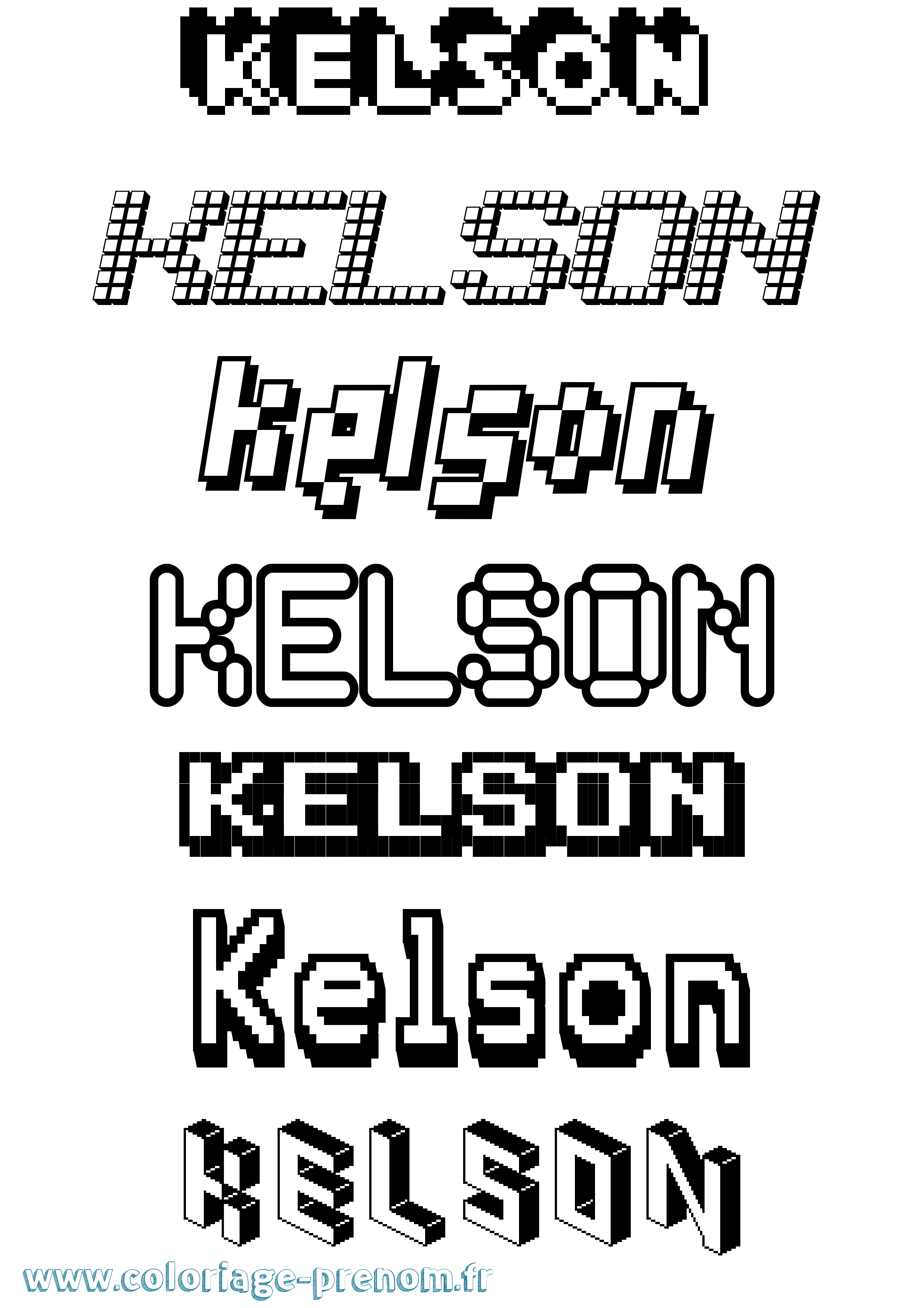 Coloriage Kelson Pixel Coloriage prénom Kelson Pixel