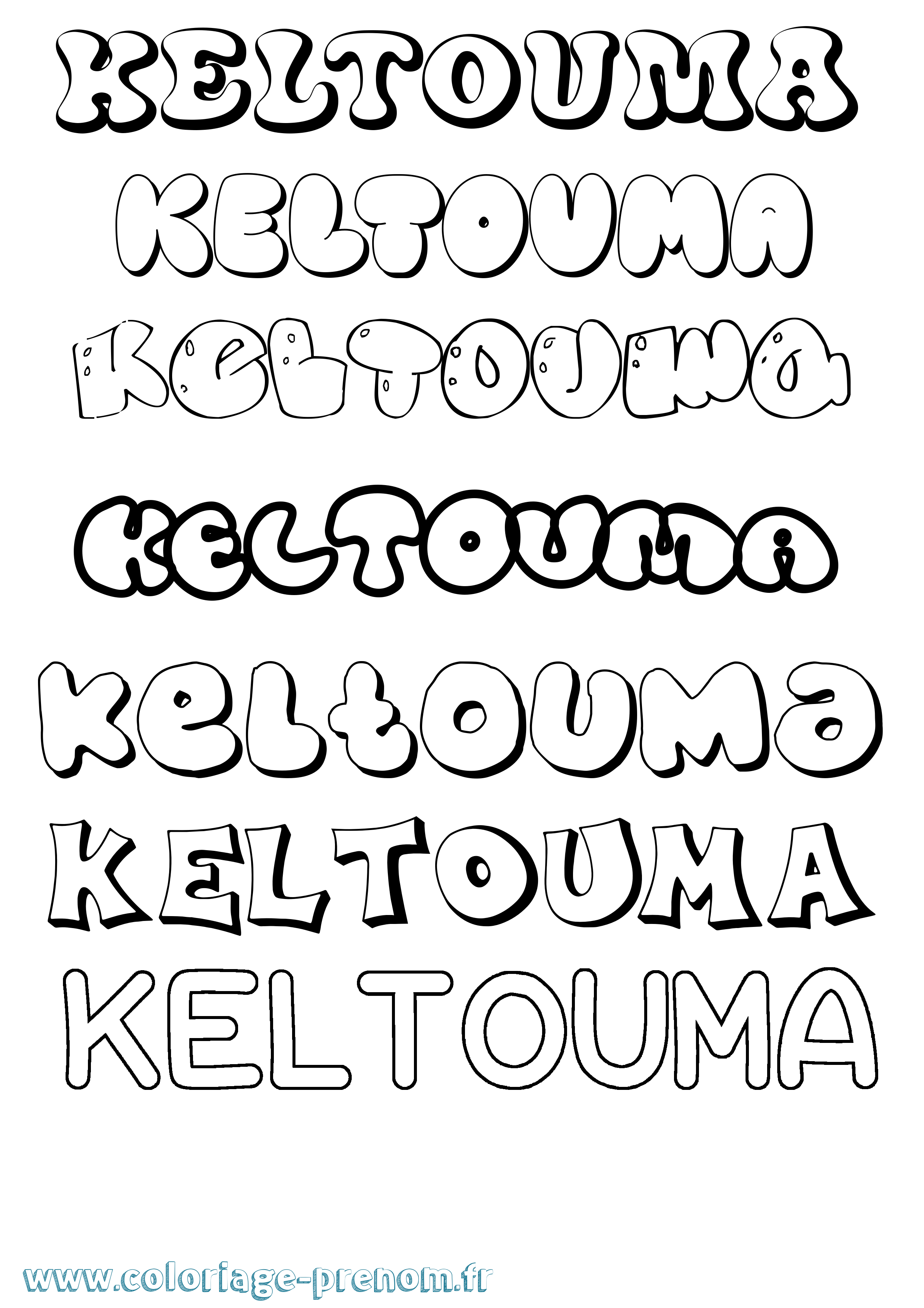 Coloriage Keltouma Bubble Coloriage prénom Keltouma Bubble