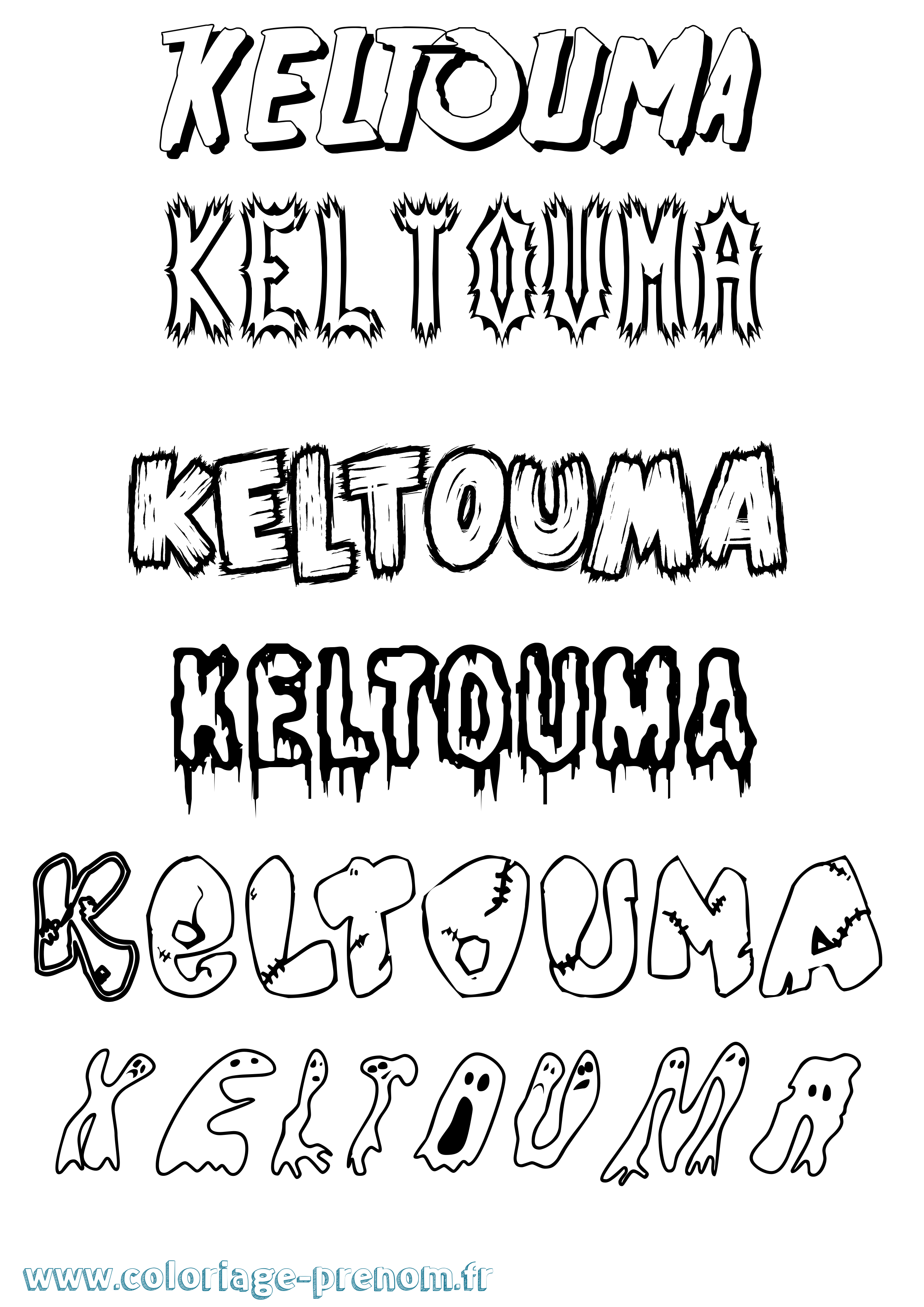 Coloriage Keltouma Frisson Coloriage prénom Keltouma Frisson