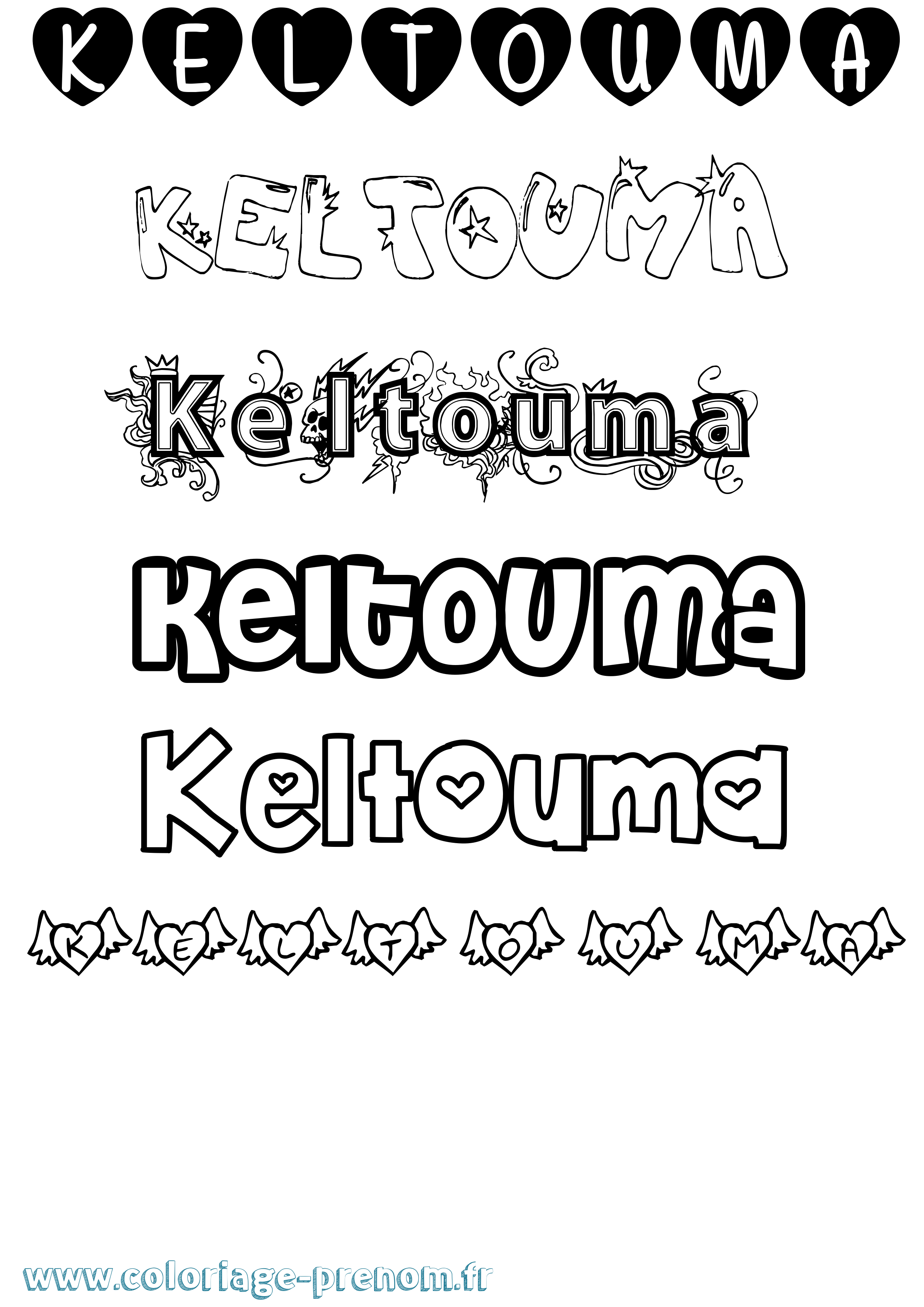 Coloriage Keltouma Girly Coloriage prénom Keltouma Girly