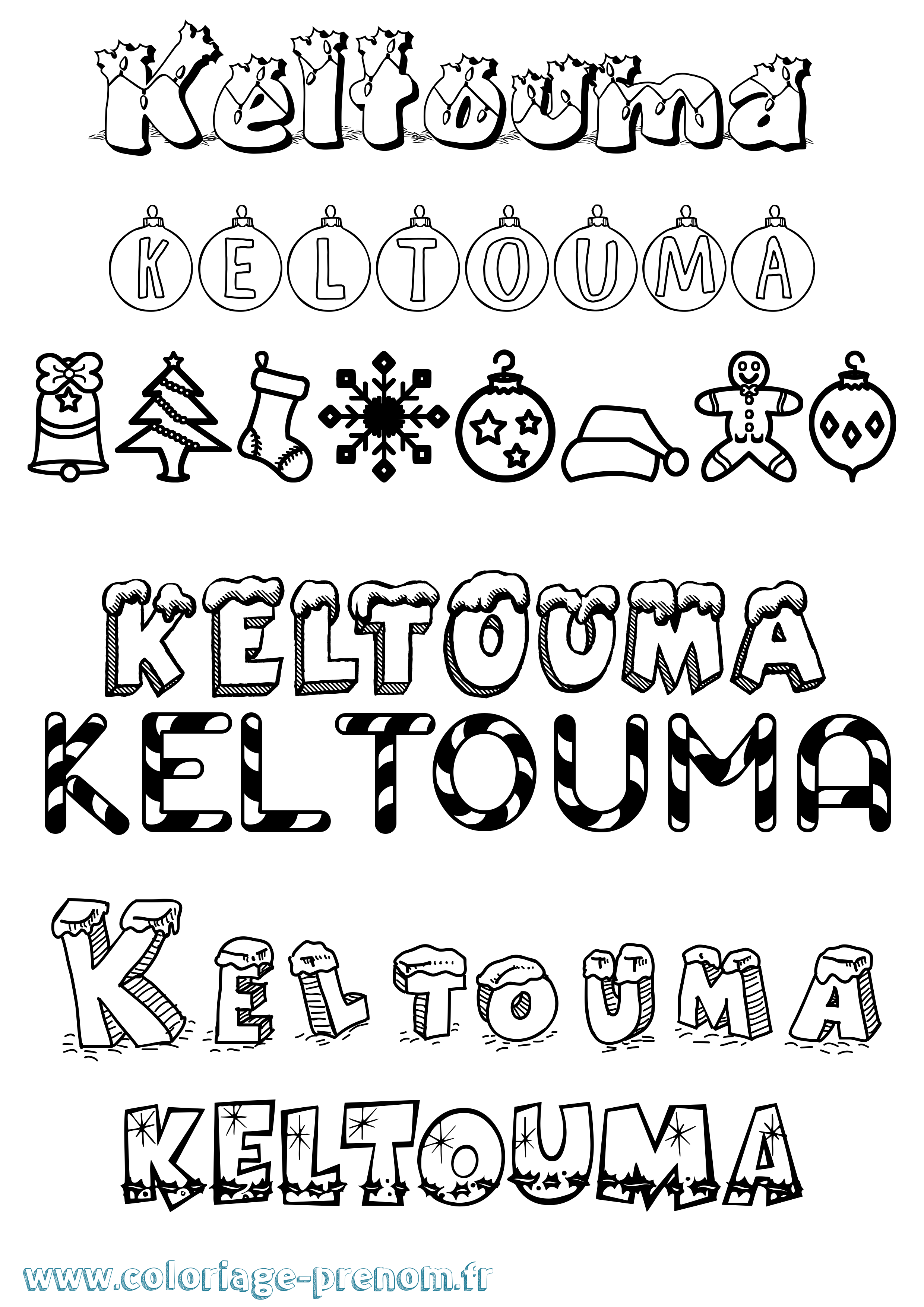 Coloriage Keltouma Noël Coloriage prénom Keltouma Noël