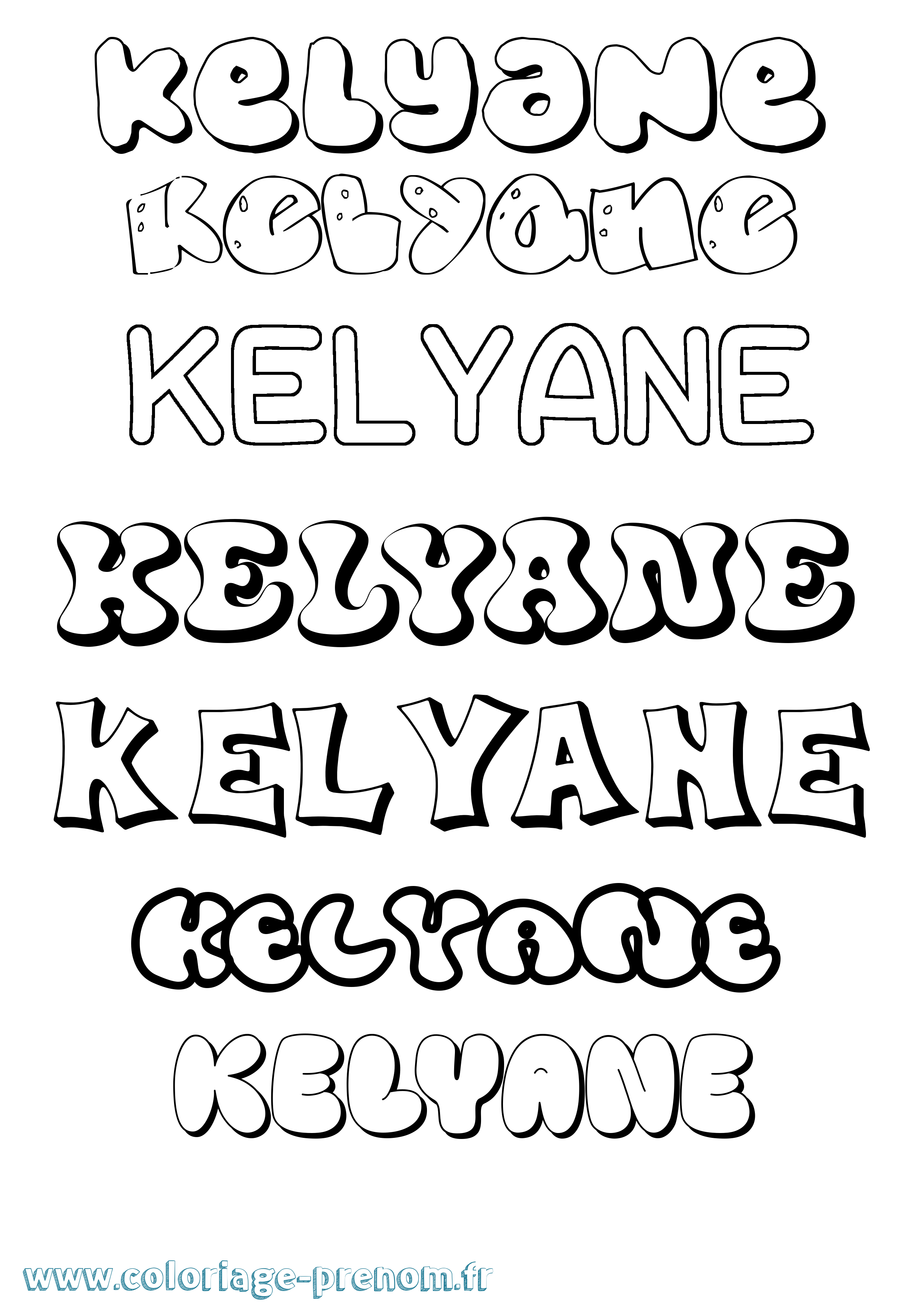 Coloriage Kelyane Bubble Coloriage prénom Kelyane Bubble