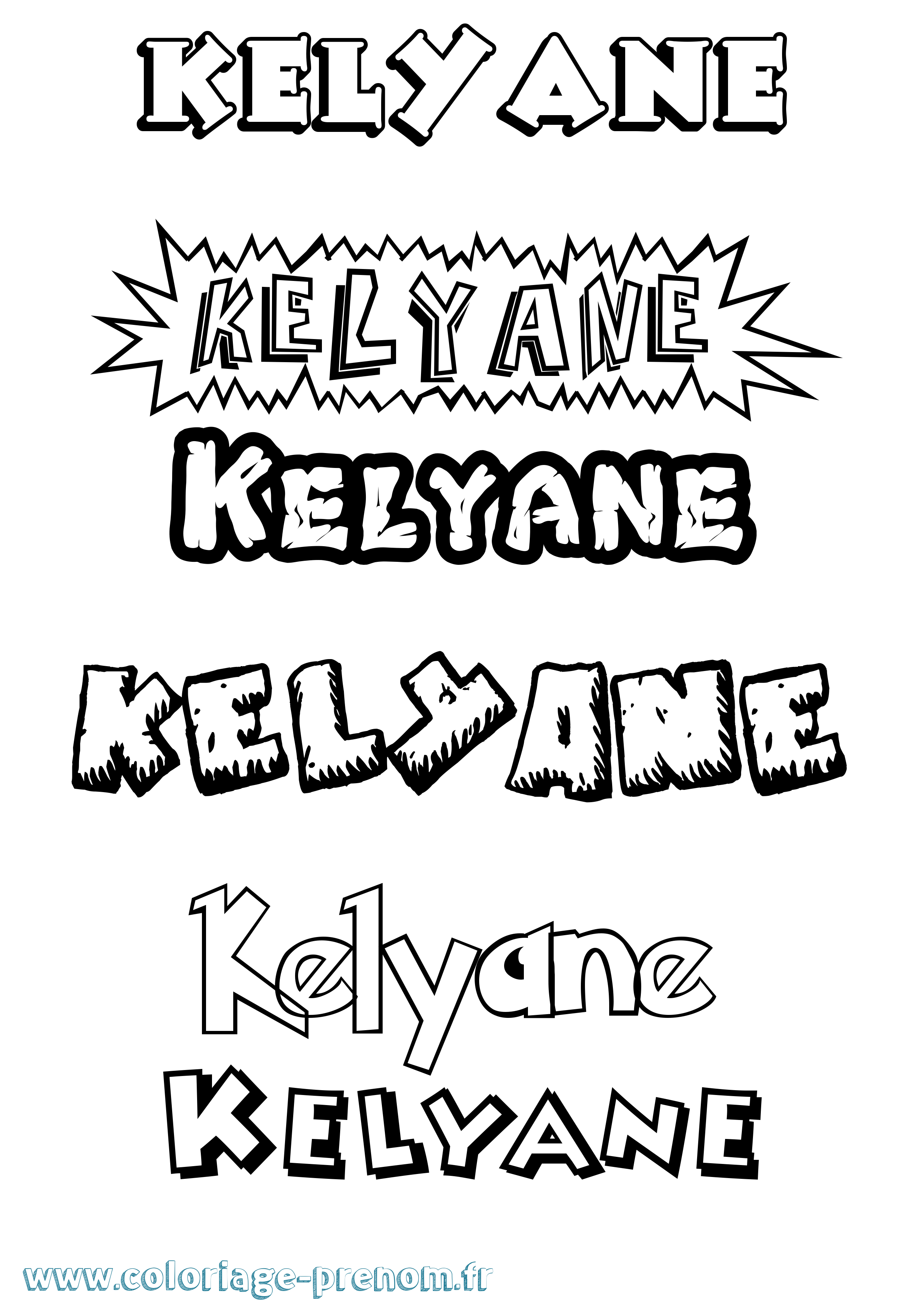 Coloriage Kelyane Dessin Animé Coloriage prénom Kelyane Dessin Animé