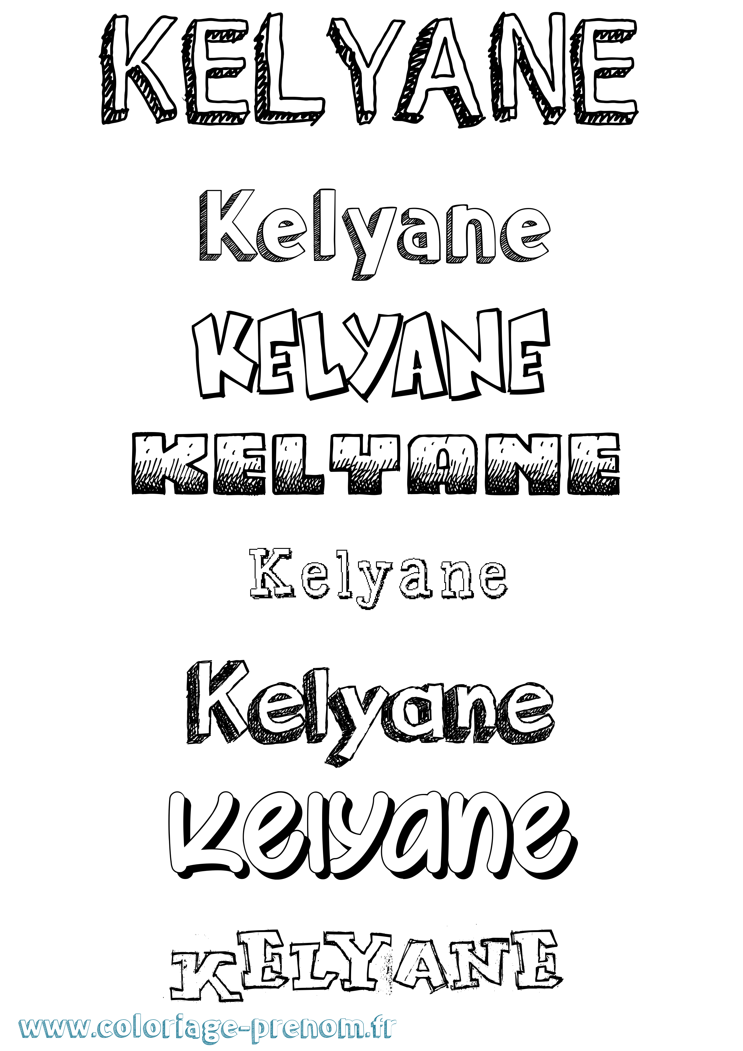 Coloriage Kelyane Dessiné Coloriage prénom Kelyane Dessiné