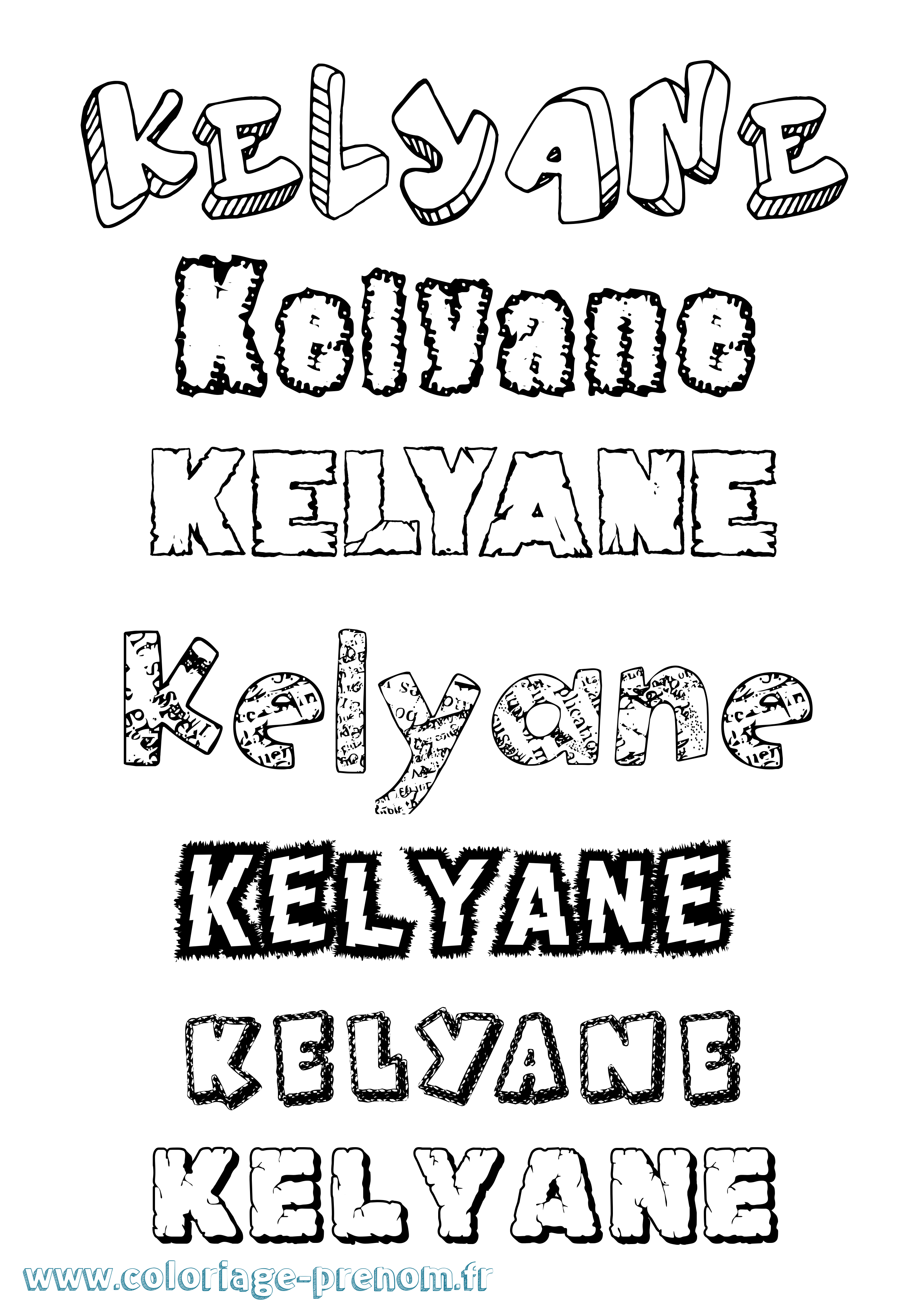 Coloriage Kelyane Destructuré Coloriage prénom Kelyane Destructuré