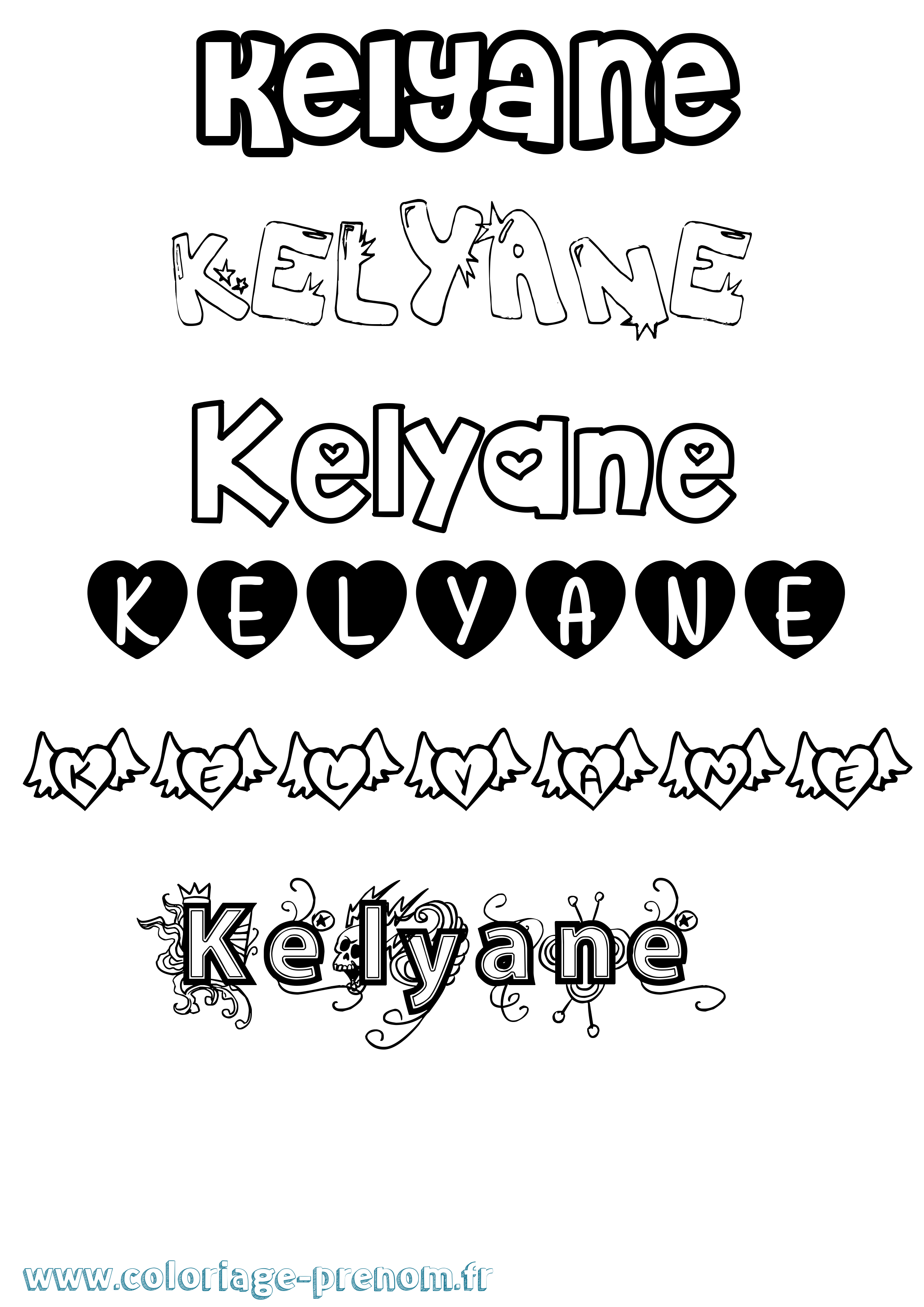 Coloriage Kelyane Girly Coloriage prénom Kelyane Girly