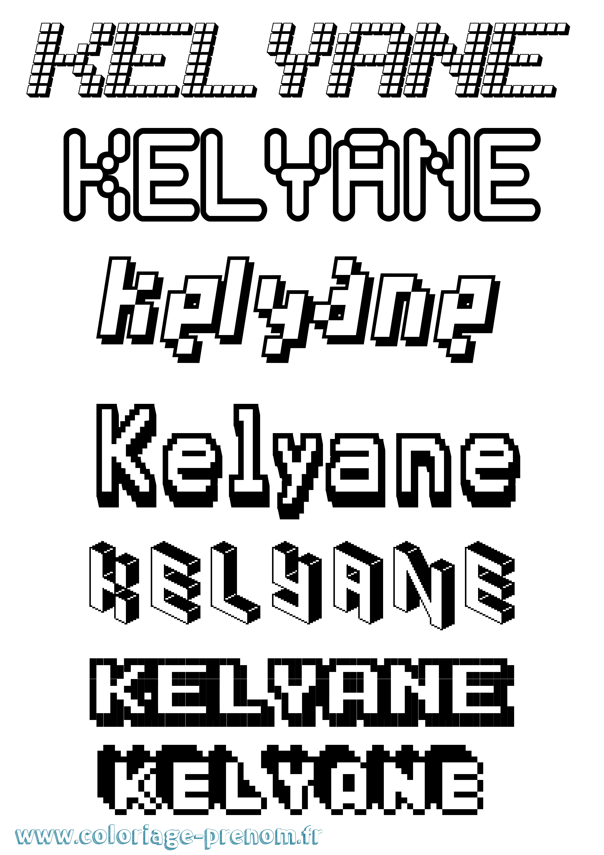 Coloriage Kelyane Pixel Coloriage prénom Kelyane Pixel