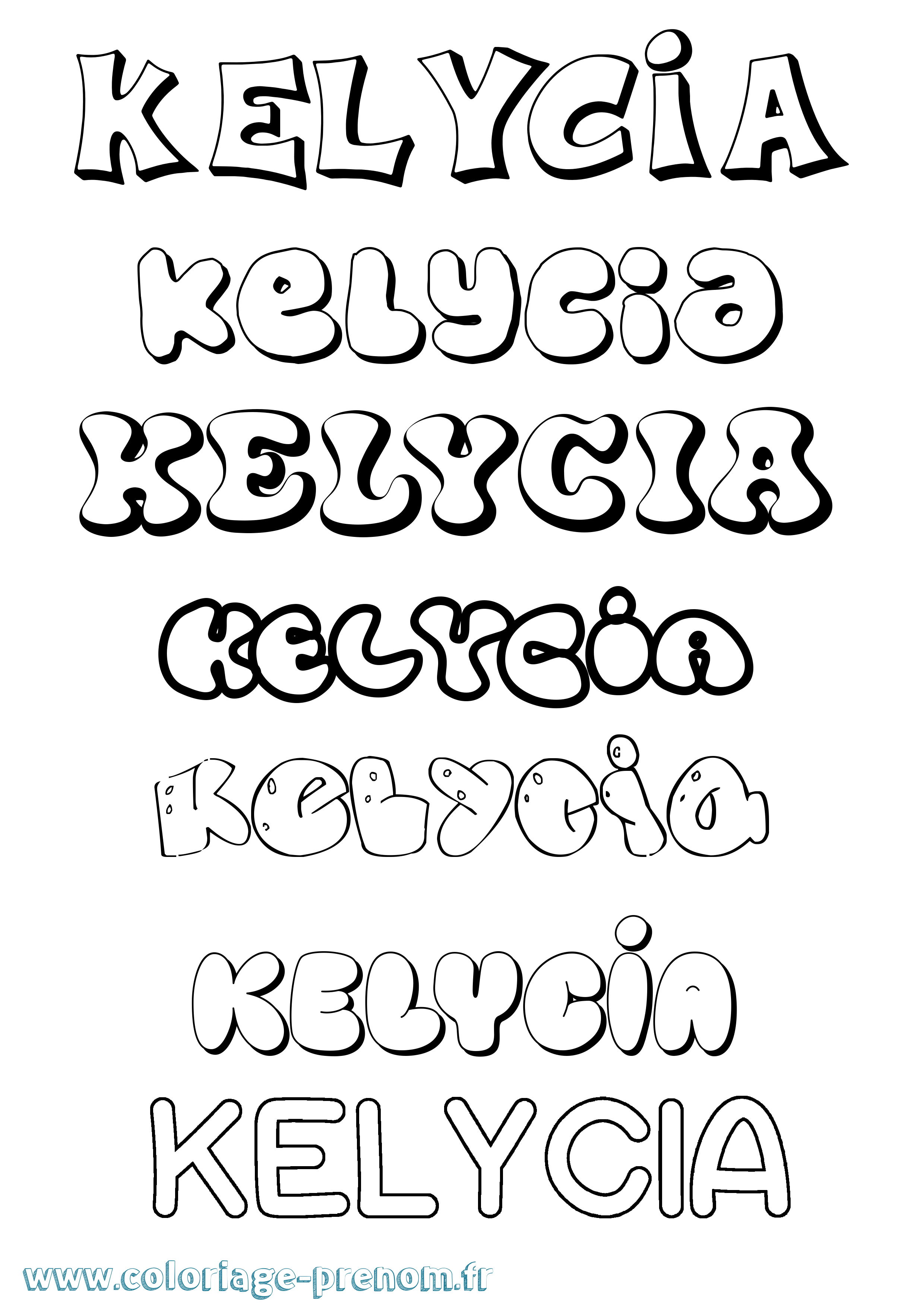 Coloriage Kelycia Bubble Coloriage prénom Kelycia Bubble